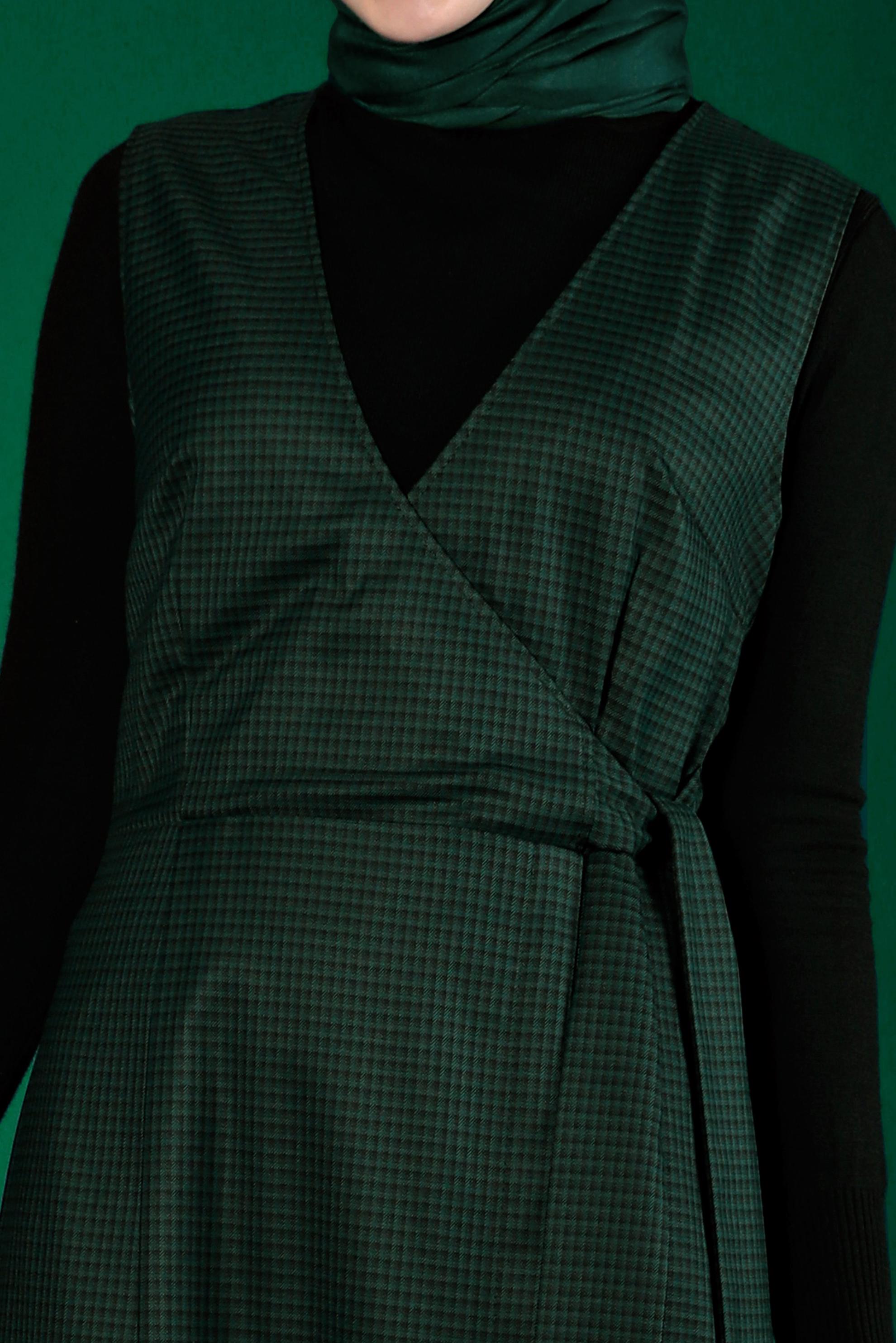Tesettür giyim YEŞİL BAĞLAMA DETAYLI PÖTİKARE JİLE 43318