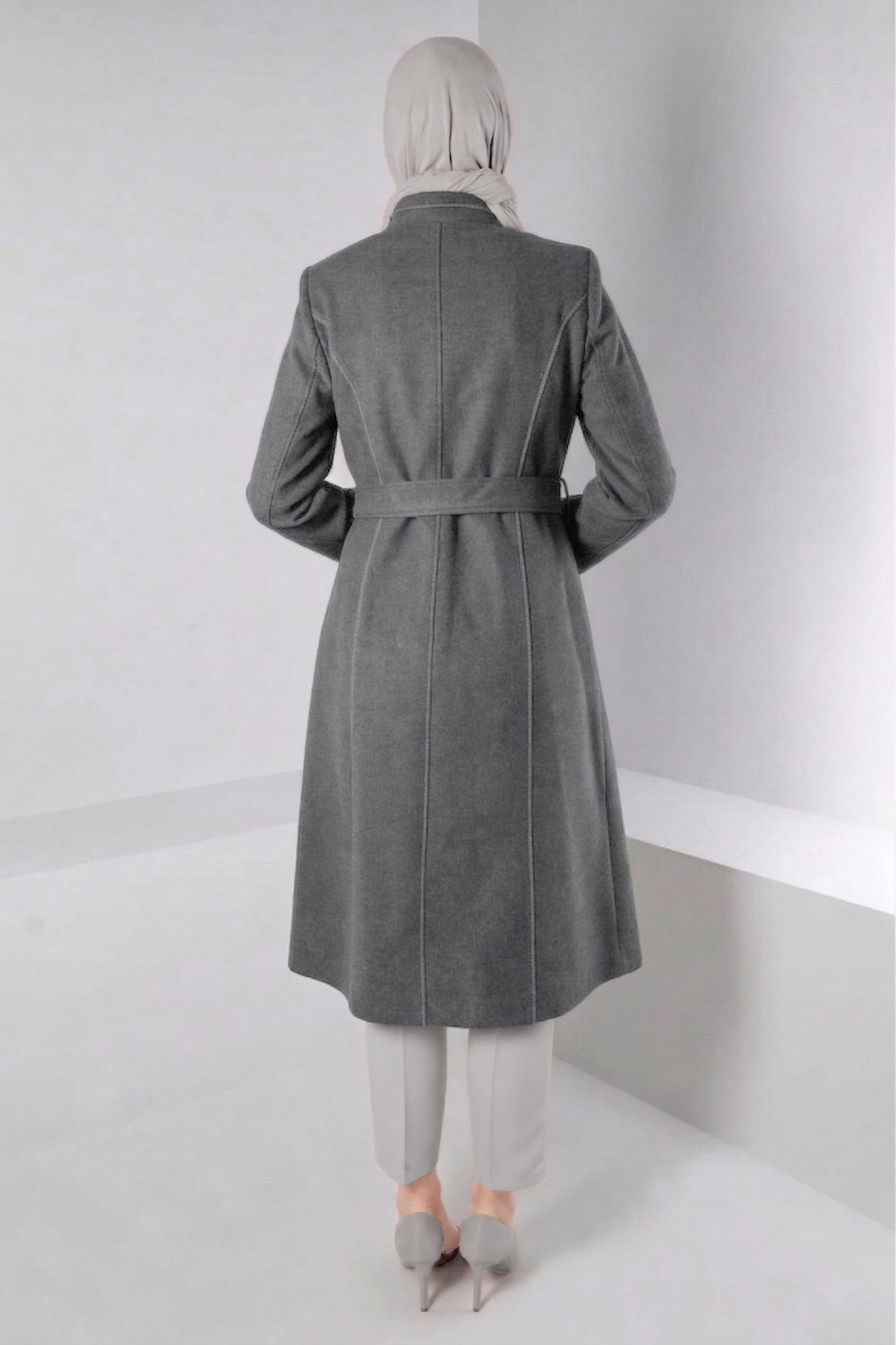 Vêtements hijab GRIS MANTEAU BOUTONNÉ À COL MANDARIN 90249