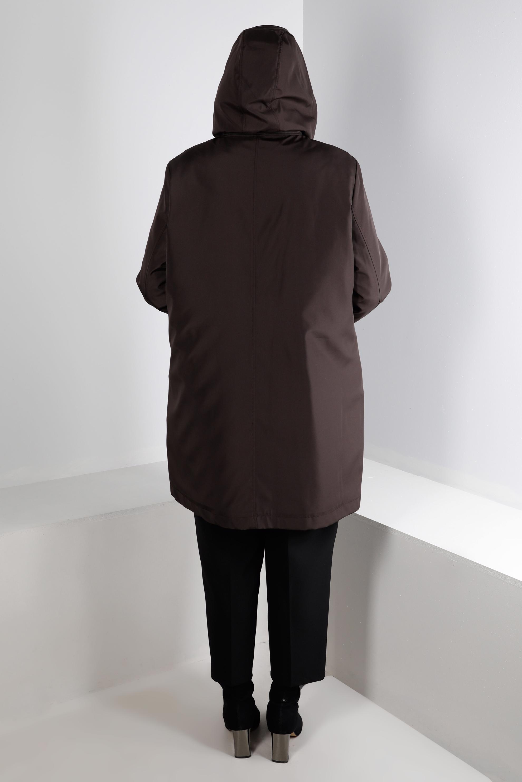 Hijab clothing BROWN HOODED COAT WITH POCKET DETAIL 90270