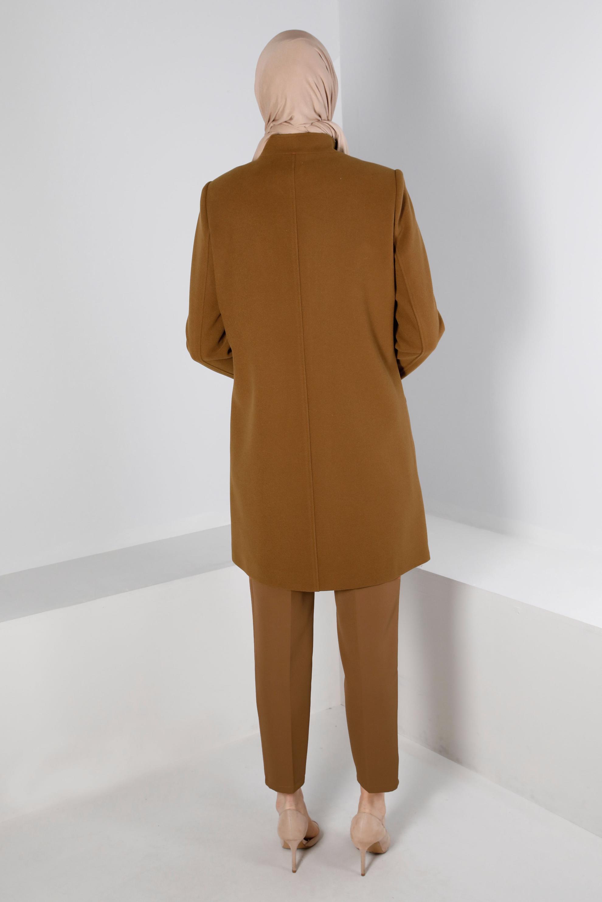 Hijab clothing TABA MANDARIN COLLAR COAT WITH BUTTON DETAIL 90278