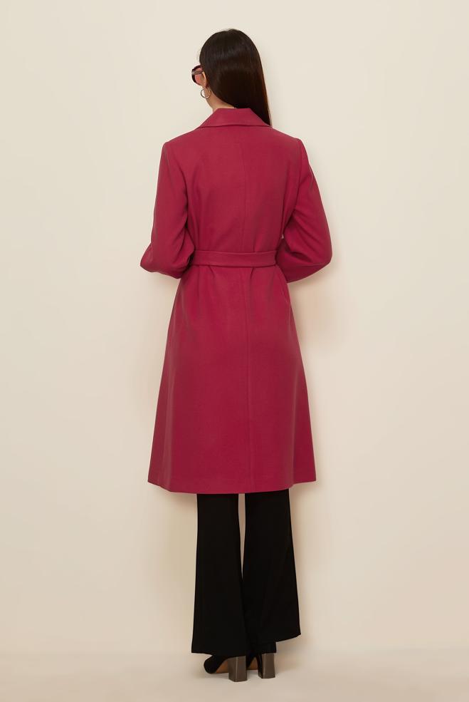 Hijab clothing FUCHSIA DOUBLE BREASTED BELTED COAT 90305  - ALVİNA