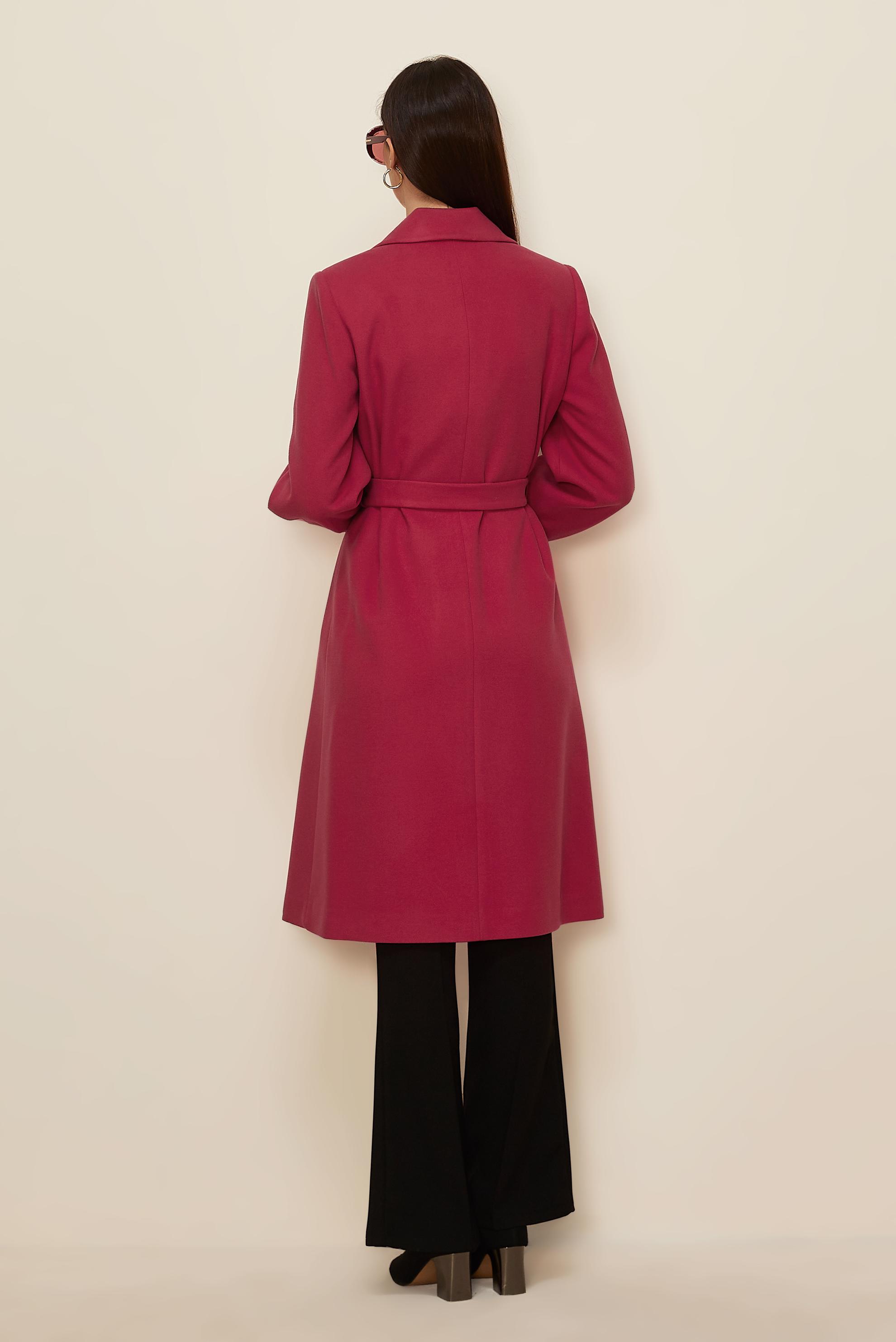 Hijab clothing FUCHSIA DOUBLE BREASTED BELTED COAT 90305 