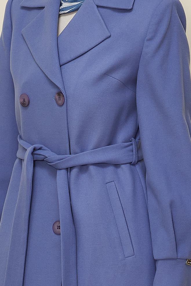 Hijab clothing BLUE DOUBLE BREASTED BELTED COAT 90305  - ALVİNA