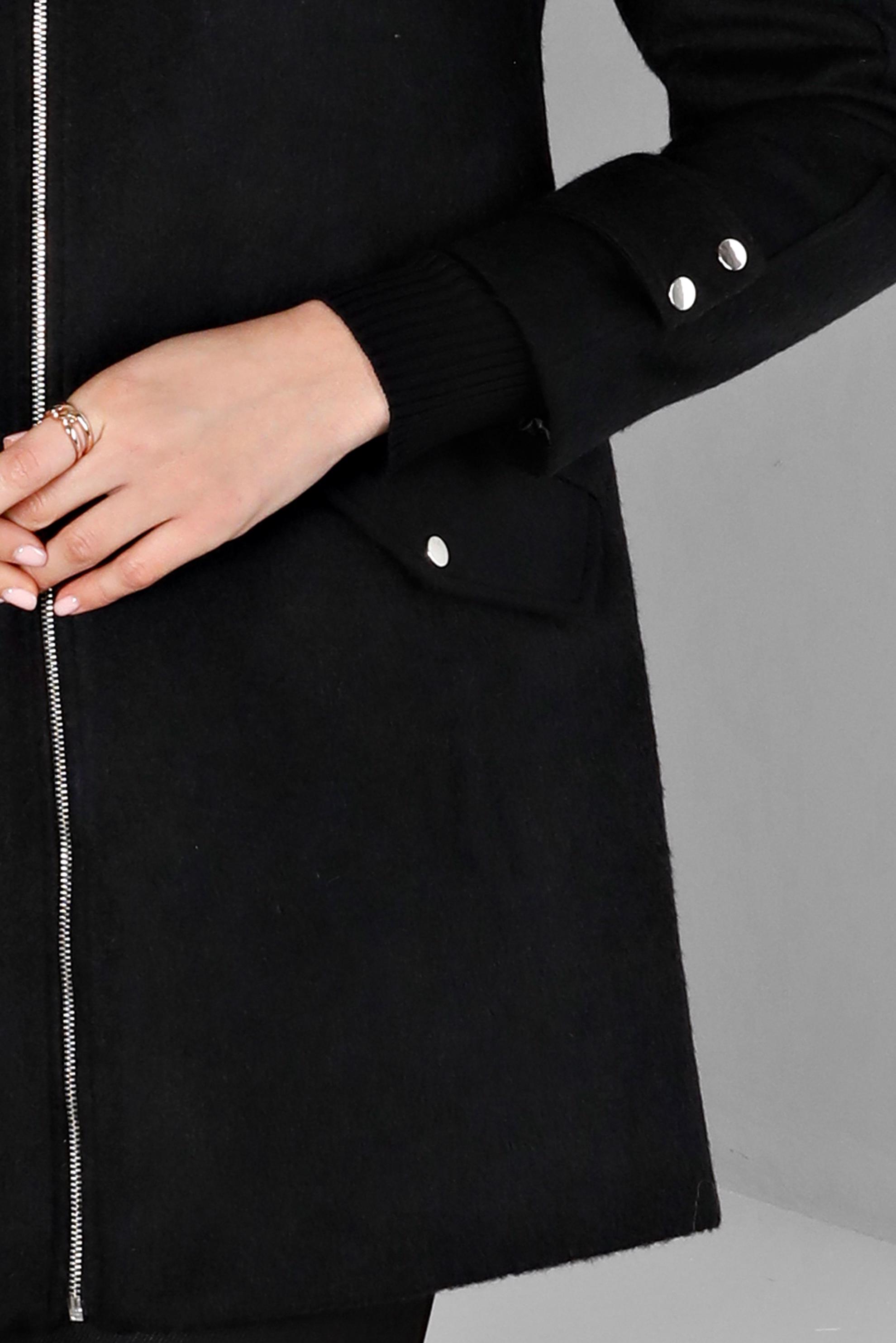 Tesettür giyim SİYAH TÜYLÜ KAPÜŞONLU KABAN 90309