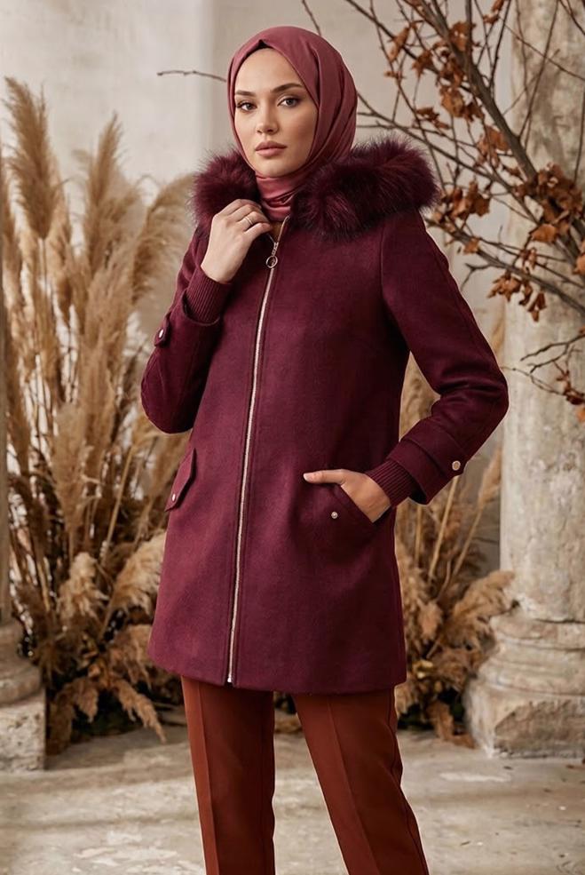 Vêtements hijab ROUGE BORDEAUX 90309 8246 KABAN 38/44 TEK40 - ALVİNA