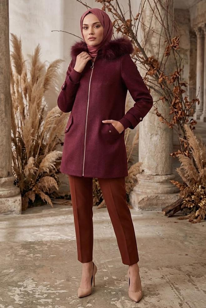 Vêtements hijab ROUGE BORDEAUX 90309 8246 KABAN 38/44 TEK40 - ALVİNA