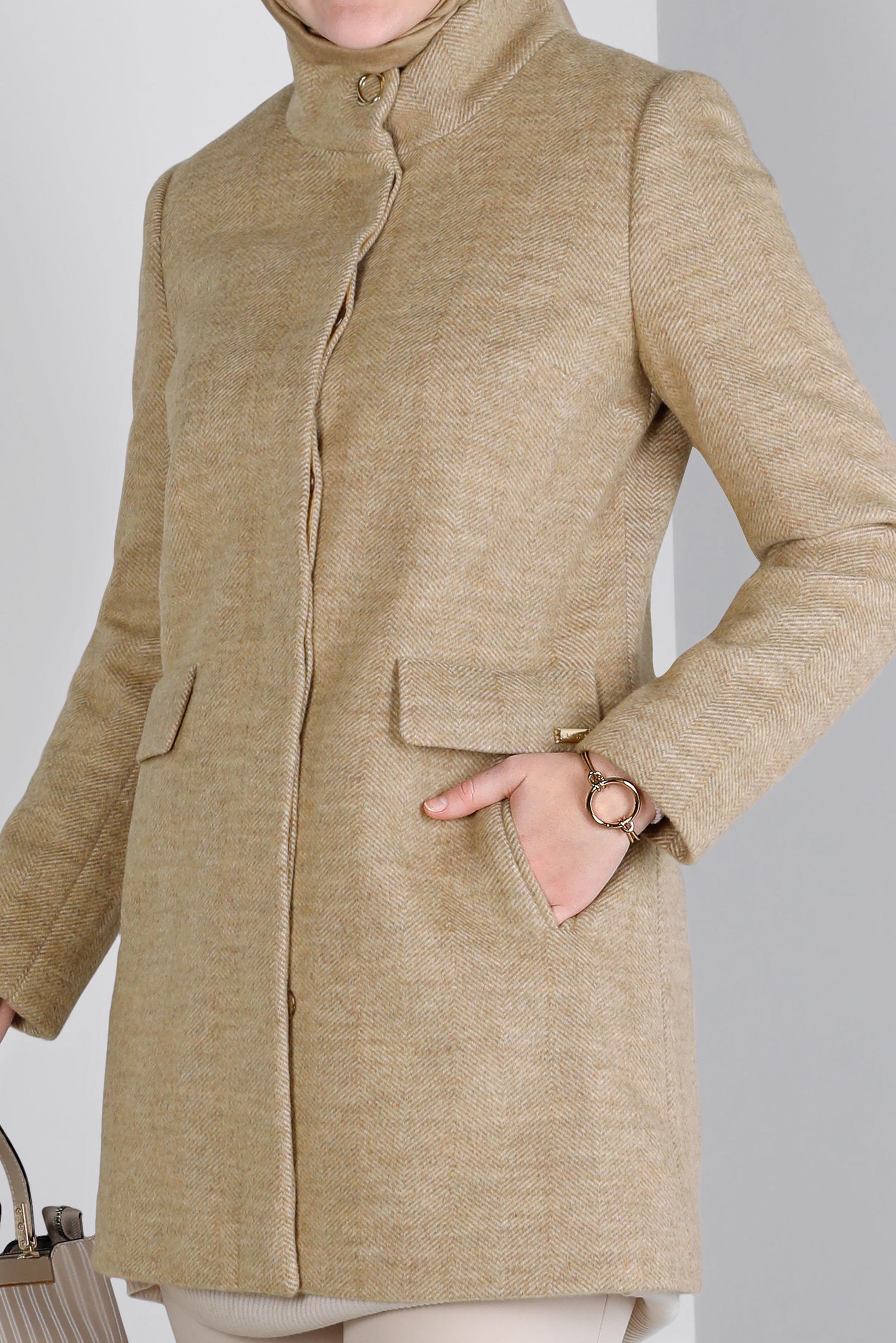 Tesettür giyim VİZON CEPLİ DİK YAKA KABAN 90310