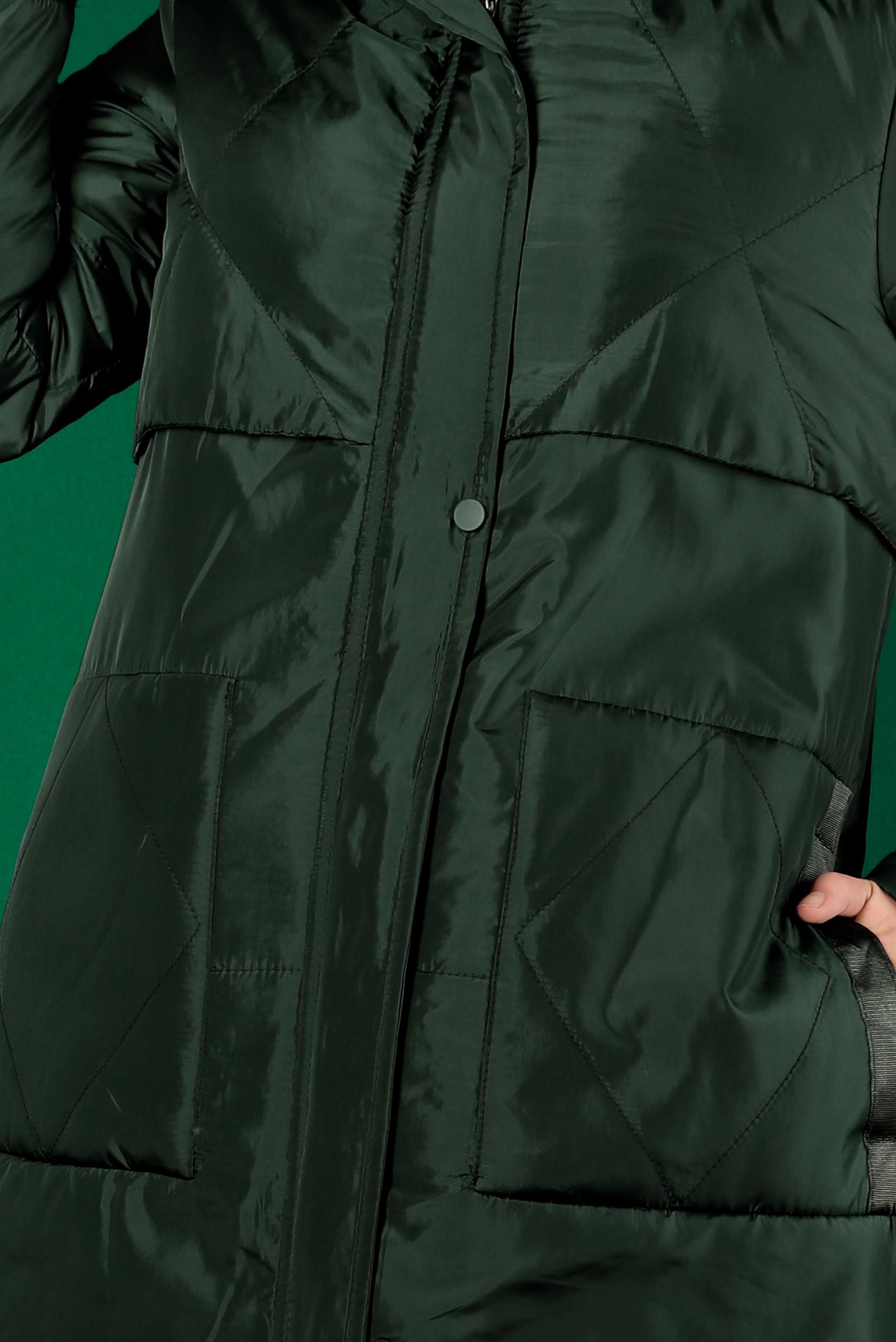 Tesettür giyim YEŞİL KAPÜŞONLU FERMUARLI ŞİŞME KABAN 90317