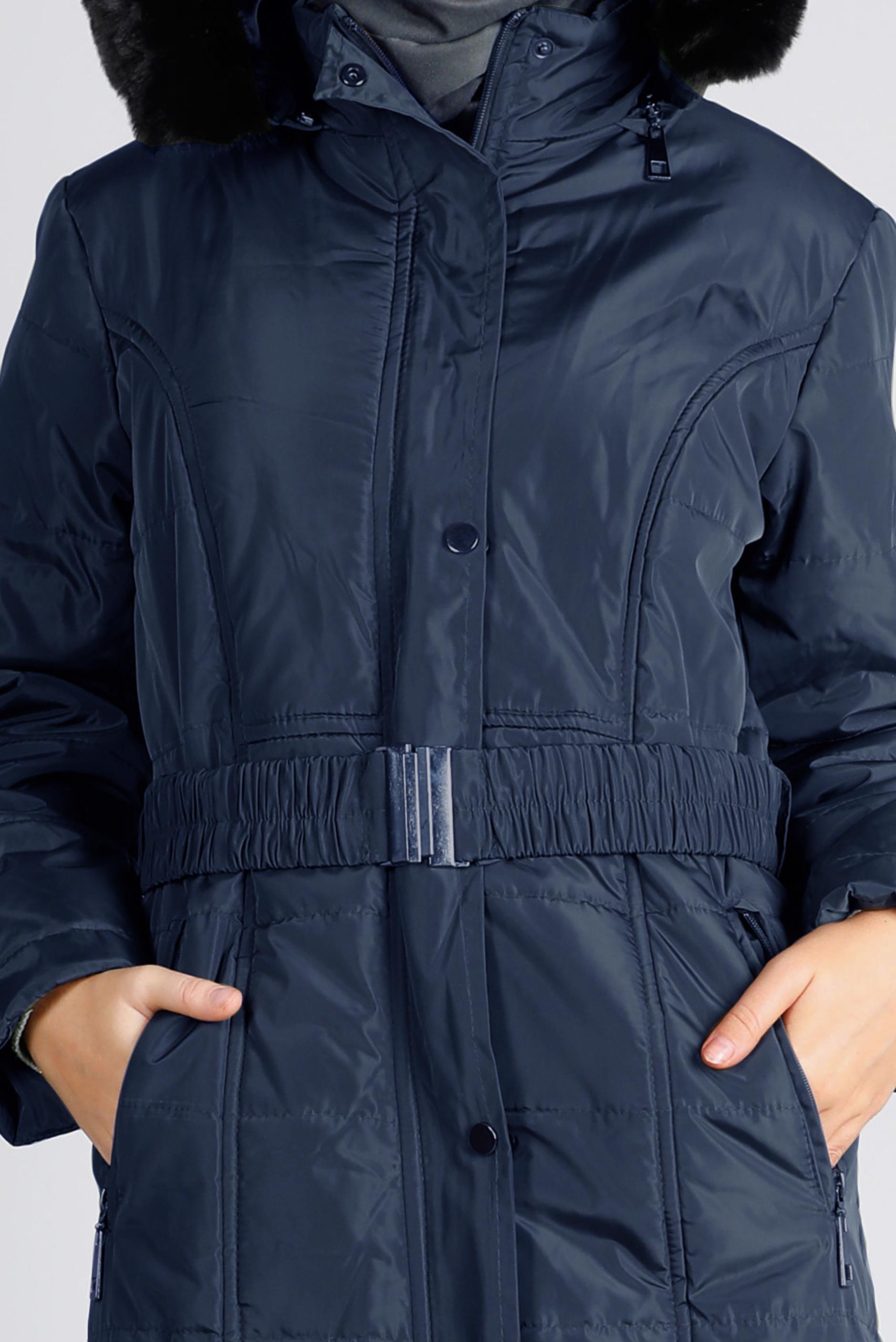 Tesettür giyim LACİVERT KEMERLİ KAPÜŞONLU ŞİŞME KABAN 90322