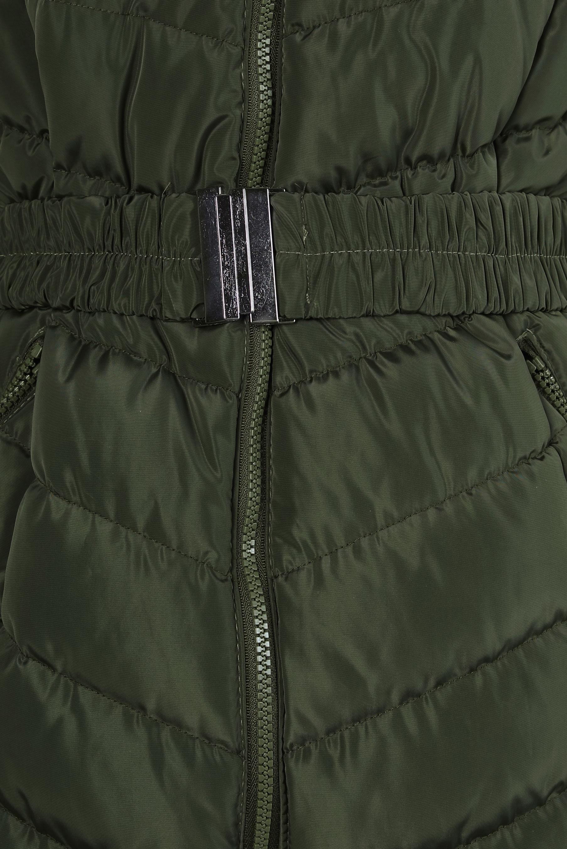 Tesettür giyim HAKİ KEMERLİ KAPÜŞONLU ŞİŞME KABAN 90328