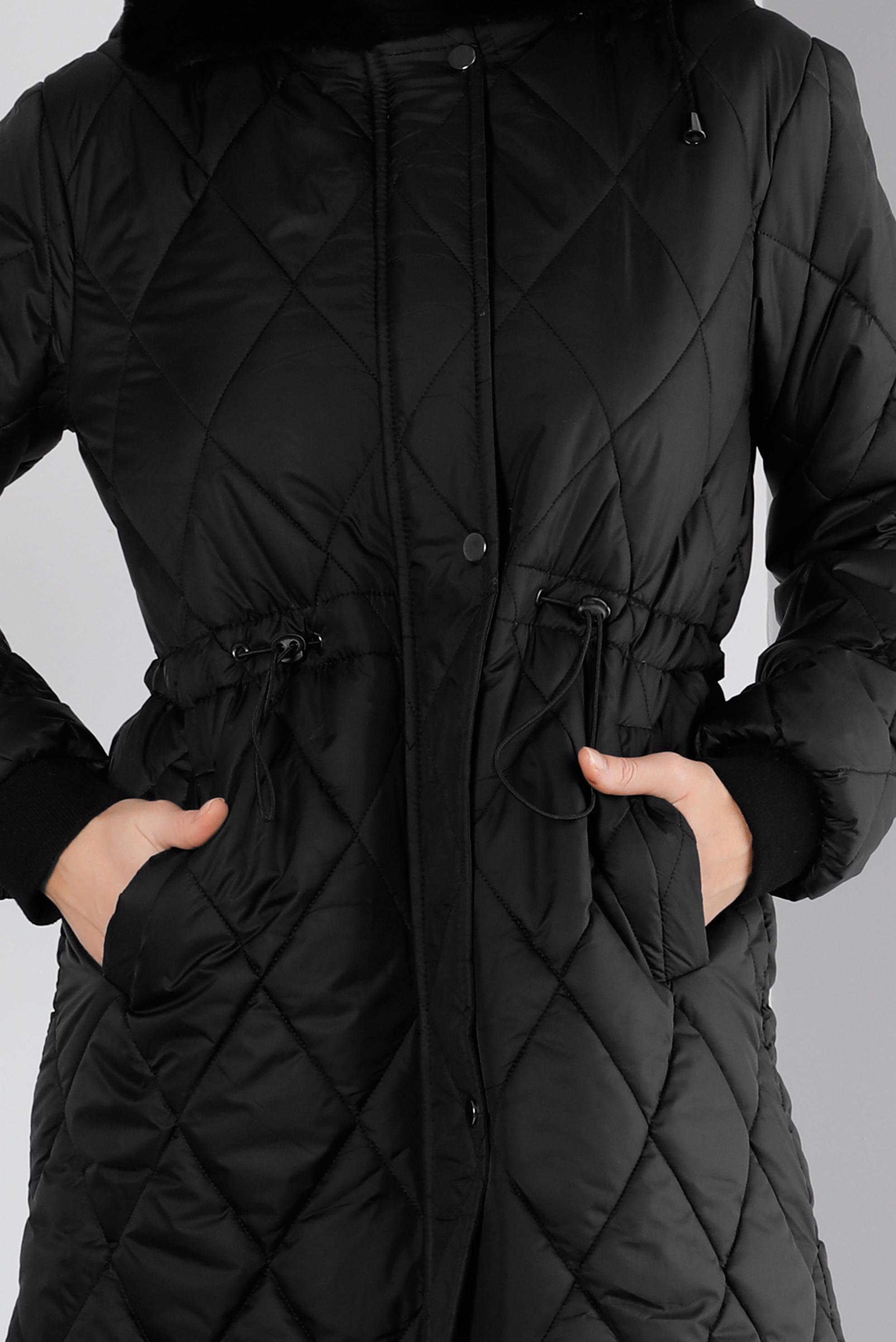 Tesettür giyim SİYAH BELİ BÜZGÜLÜ KAPİTONE ŞİŞME KABAN 90329