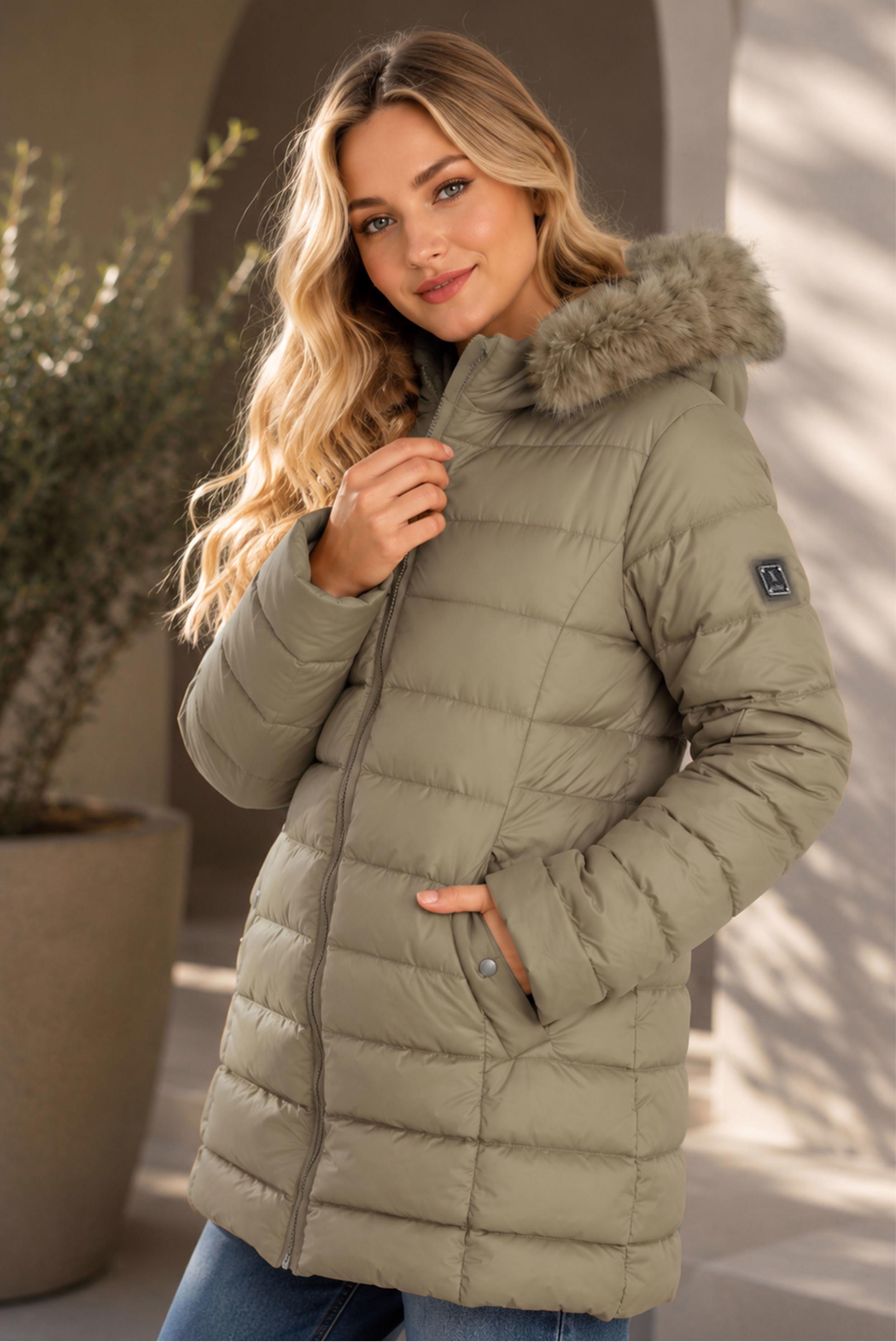 Vêtements hijab BEIGE DOUDOUNE À CAPUCHE EN FOURRURE 90330