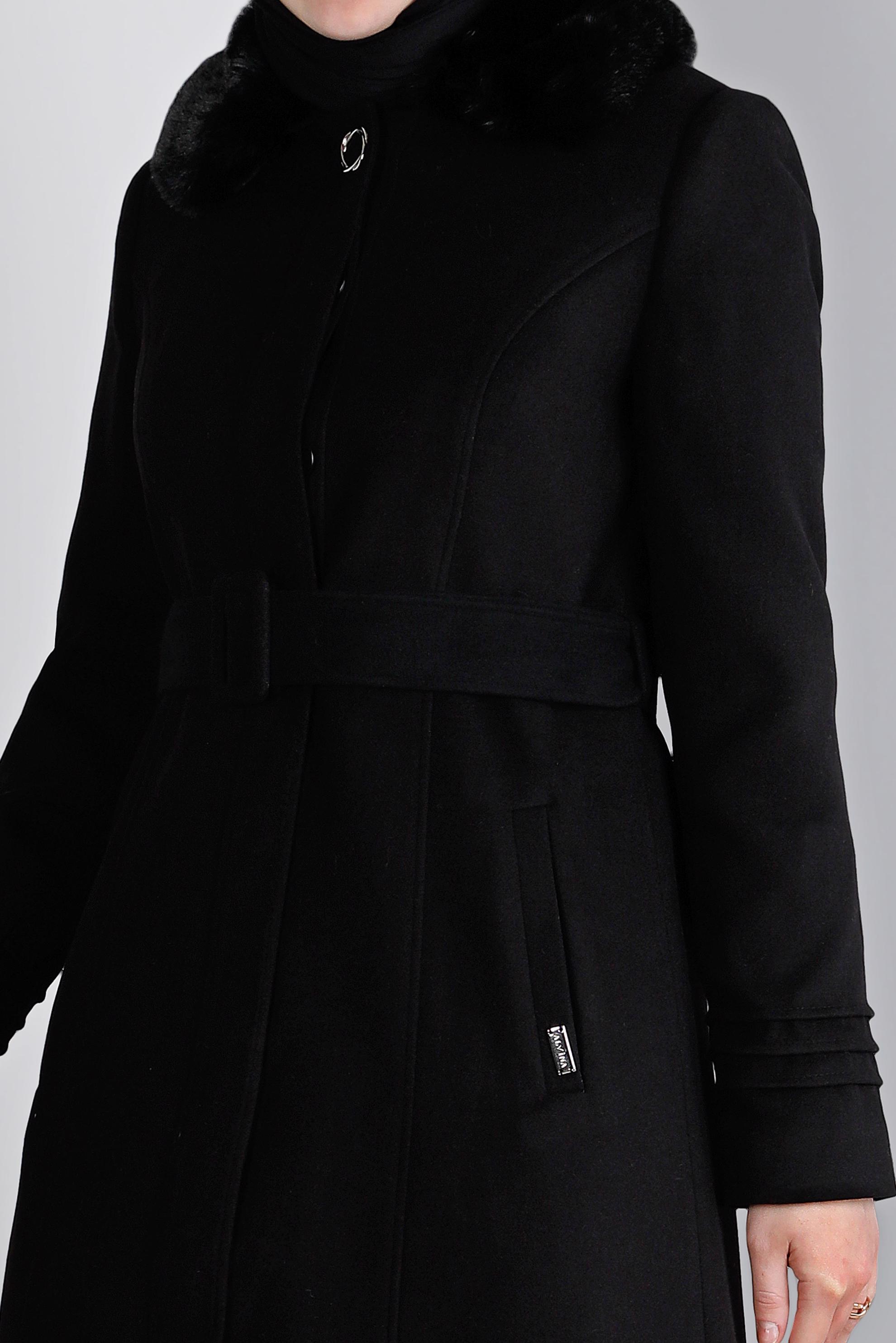 Tesettür giyim SİYAH KÜRK DETAYLI KEMERLİ KABAN 90341