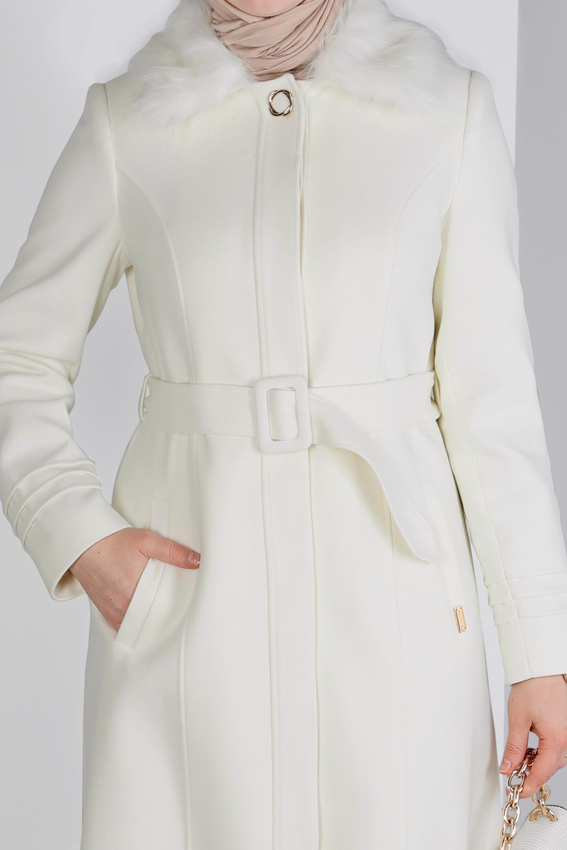 FURRY BELTED COAT 90341 ALVİNA - Main Image