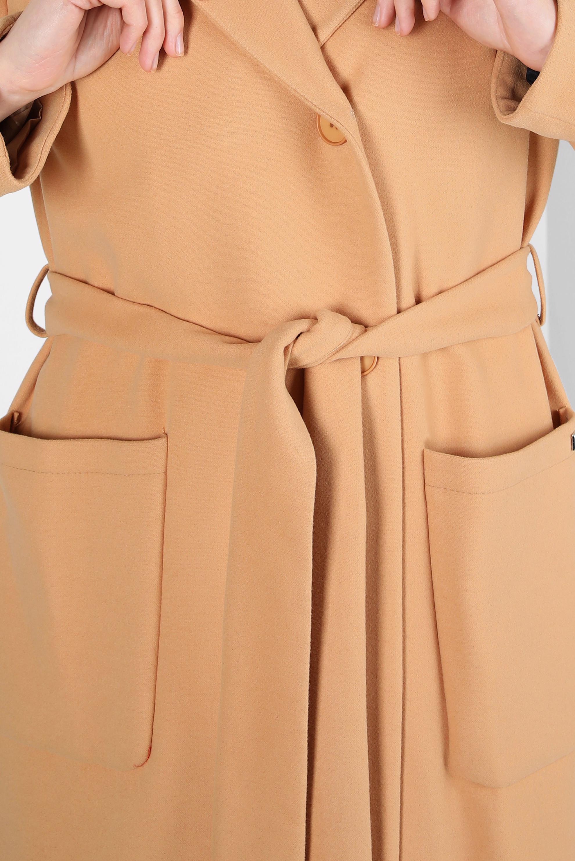 Tesettür giyim KAHVE KAPÜŞONLU CEPLİ KABAN 90351