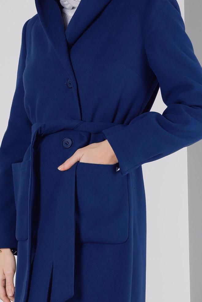Vêtements hijab BLEU MANTEAU À CAPUCHE AVEC POCHE 90351 - ALVİNA