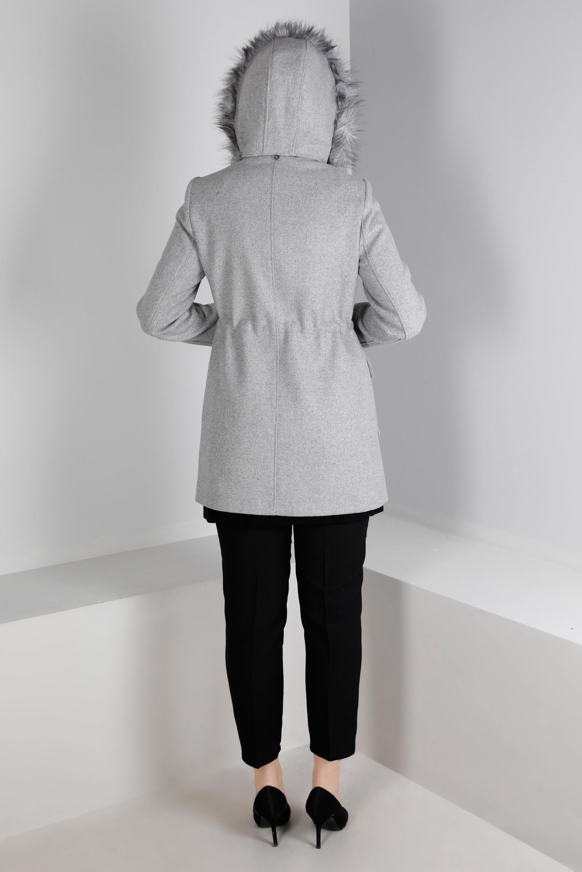HOODED FURRY COAT 90353 ALVİNA