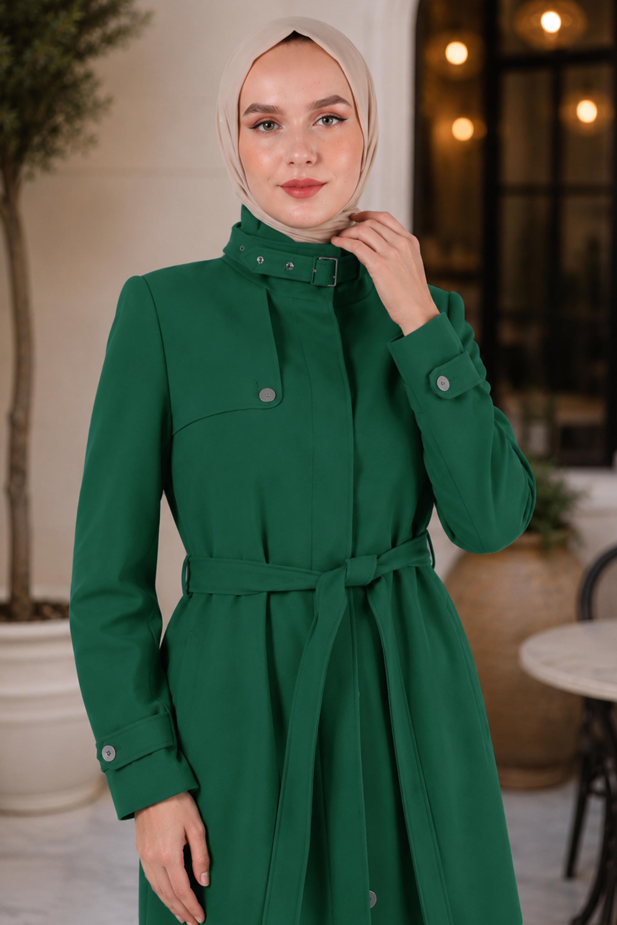 Vêtements hijab BEIGE MANTEAU CEINTURÉ 90358