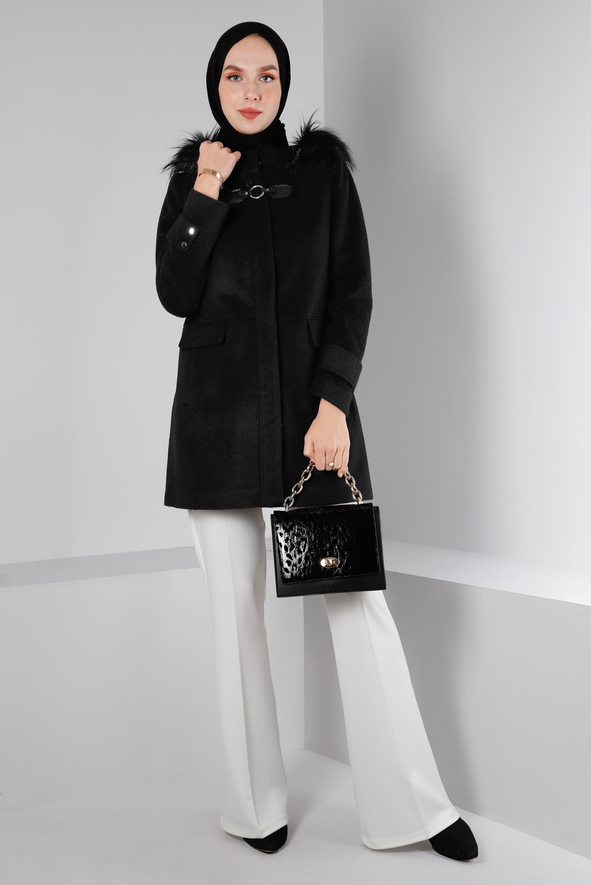 Vêtements hijab NOIR MANTEAU À CAPUCHE 90360