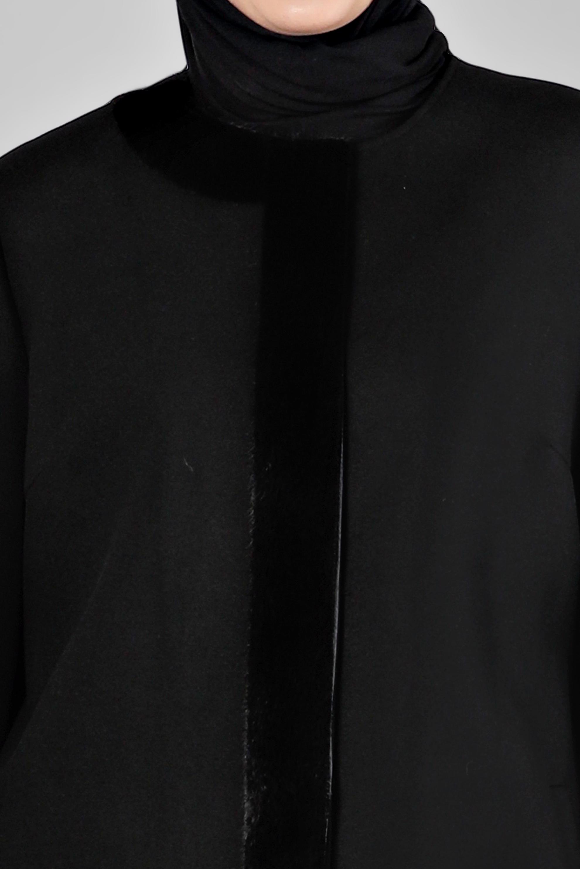 Vêtements hijab NOIR MANTEAU EN FOURRURE AVEC DÉTAIL DE POCHE 90366