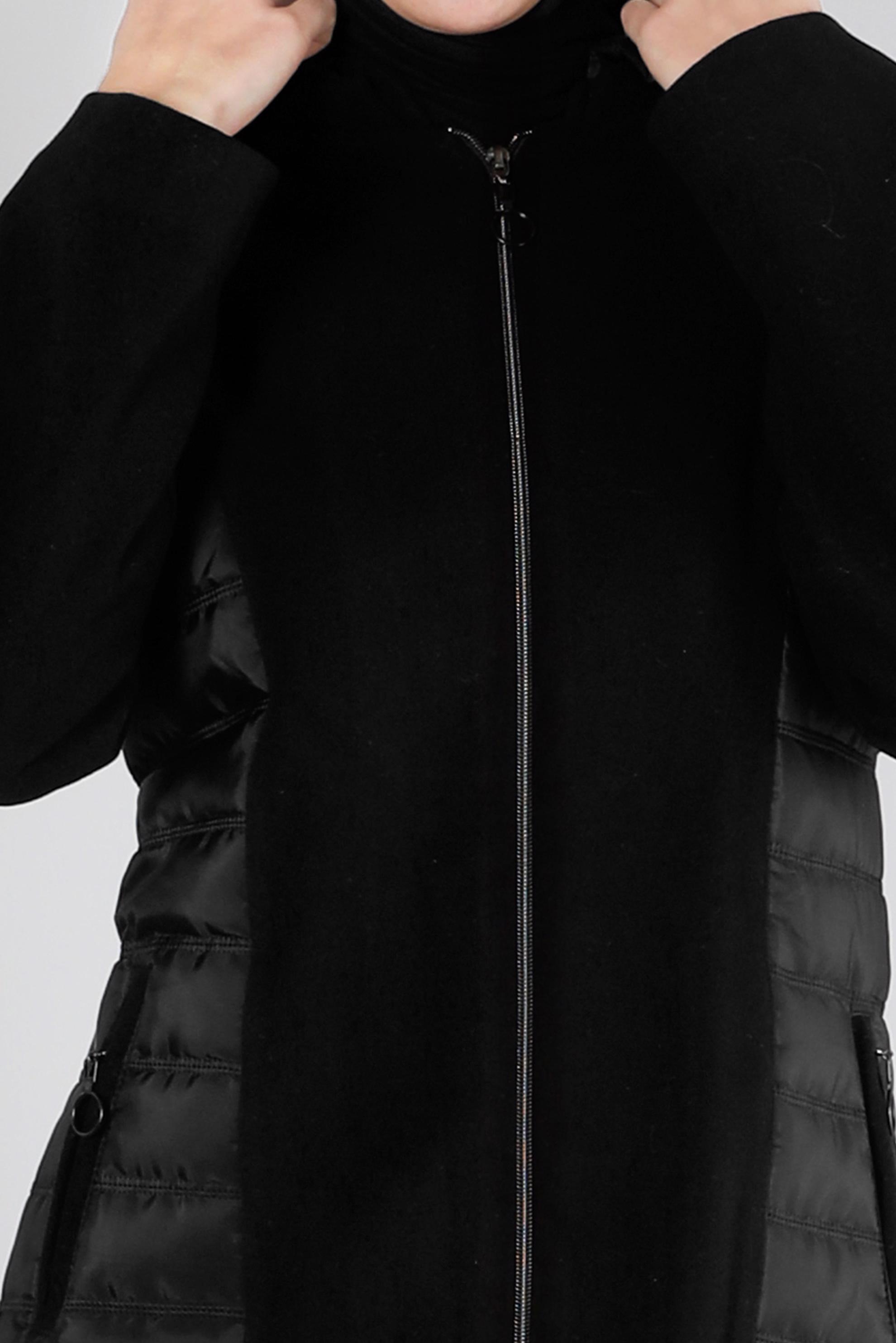 Tesettür giyim SİYAH KAPÜŞONLU FERMUARLI KABAN 90371 