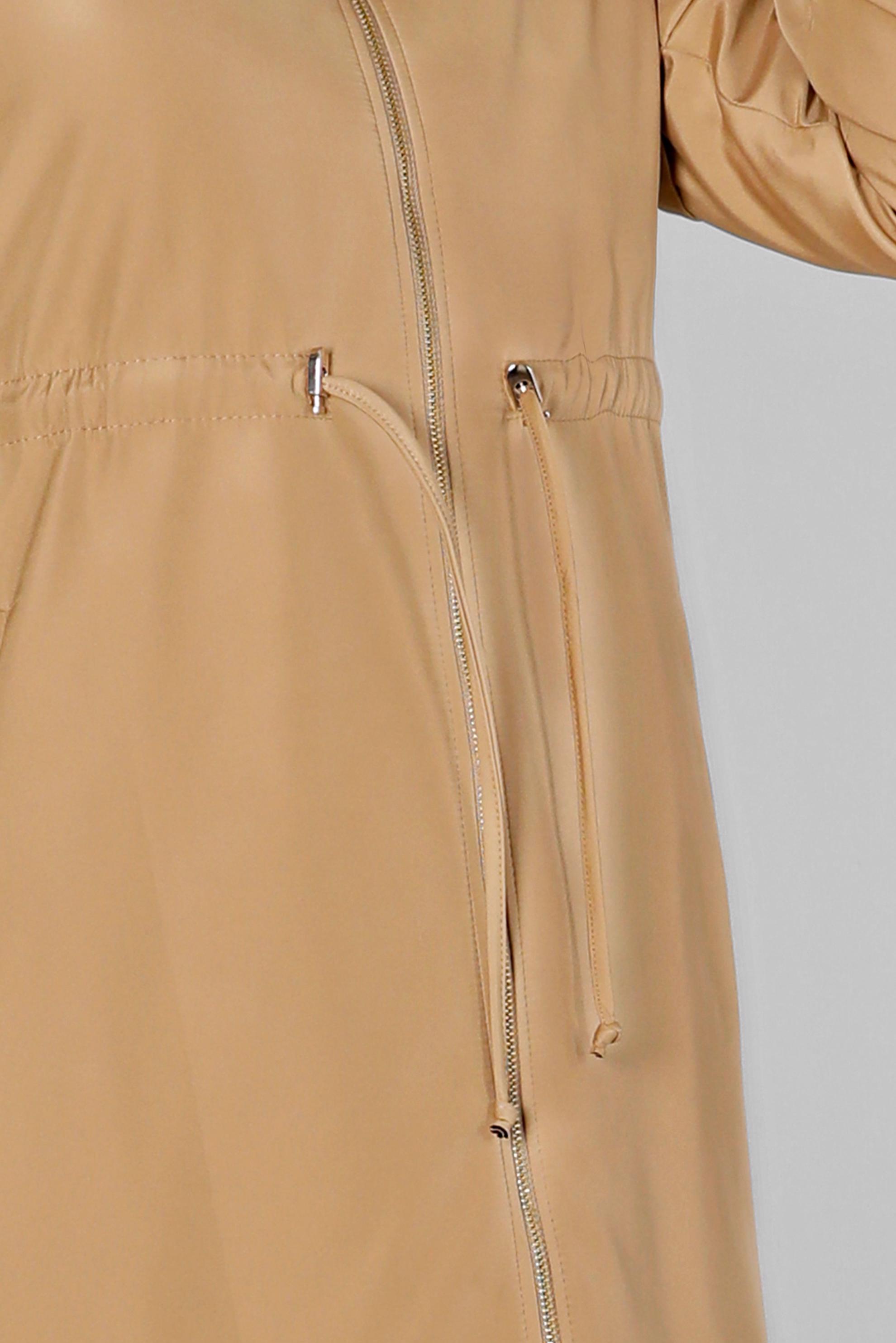 Tesettür giyim KAHVE BELİ BÜZGÜLÜ ZIMBA DETAYLI FERMUARLI PARKA 90374