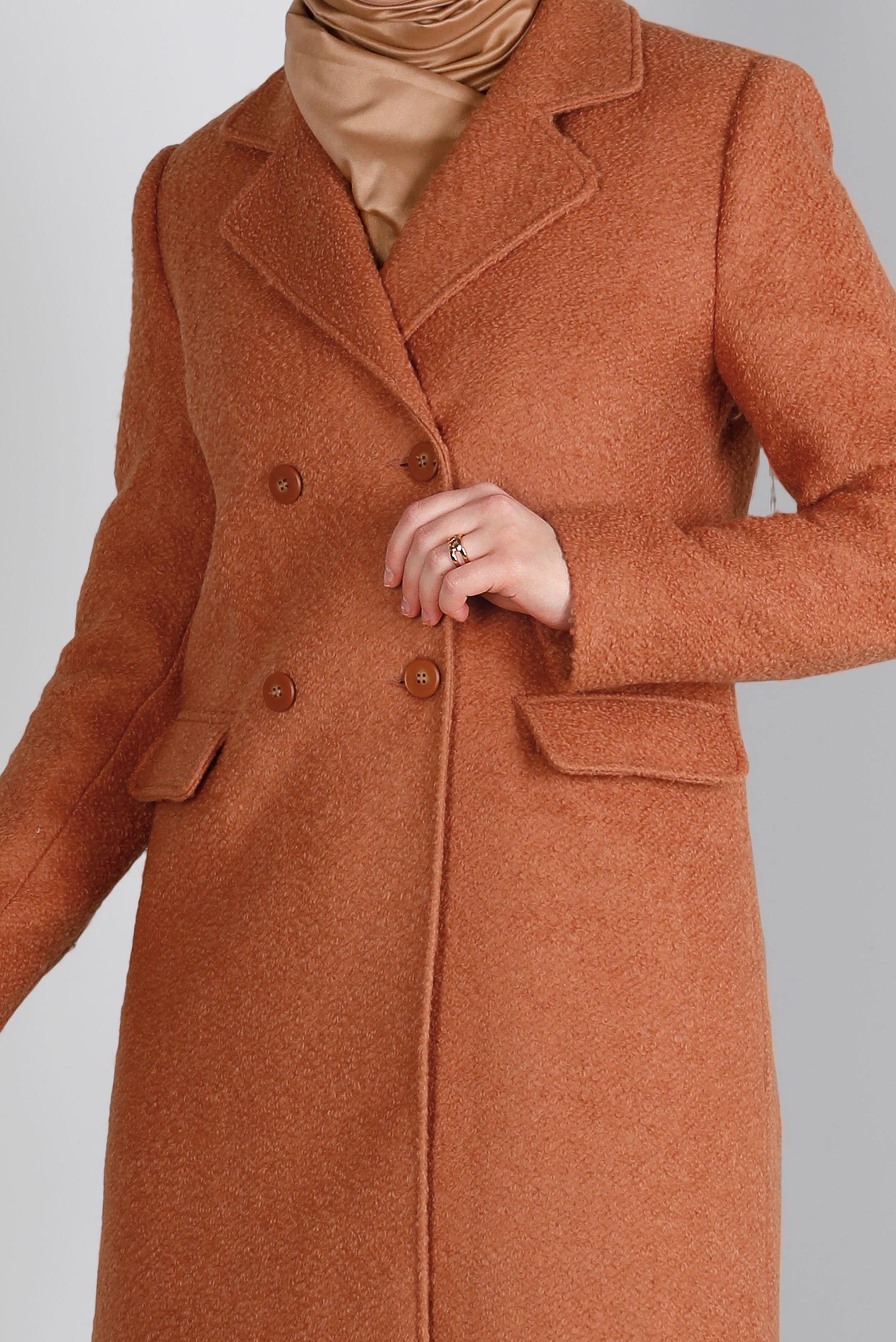 Tesettür giyim TURUNCU DÜĞME DETAYLI KEÇE KABAN 90381