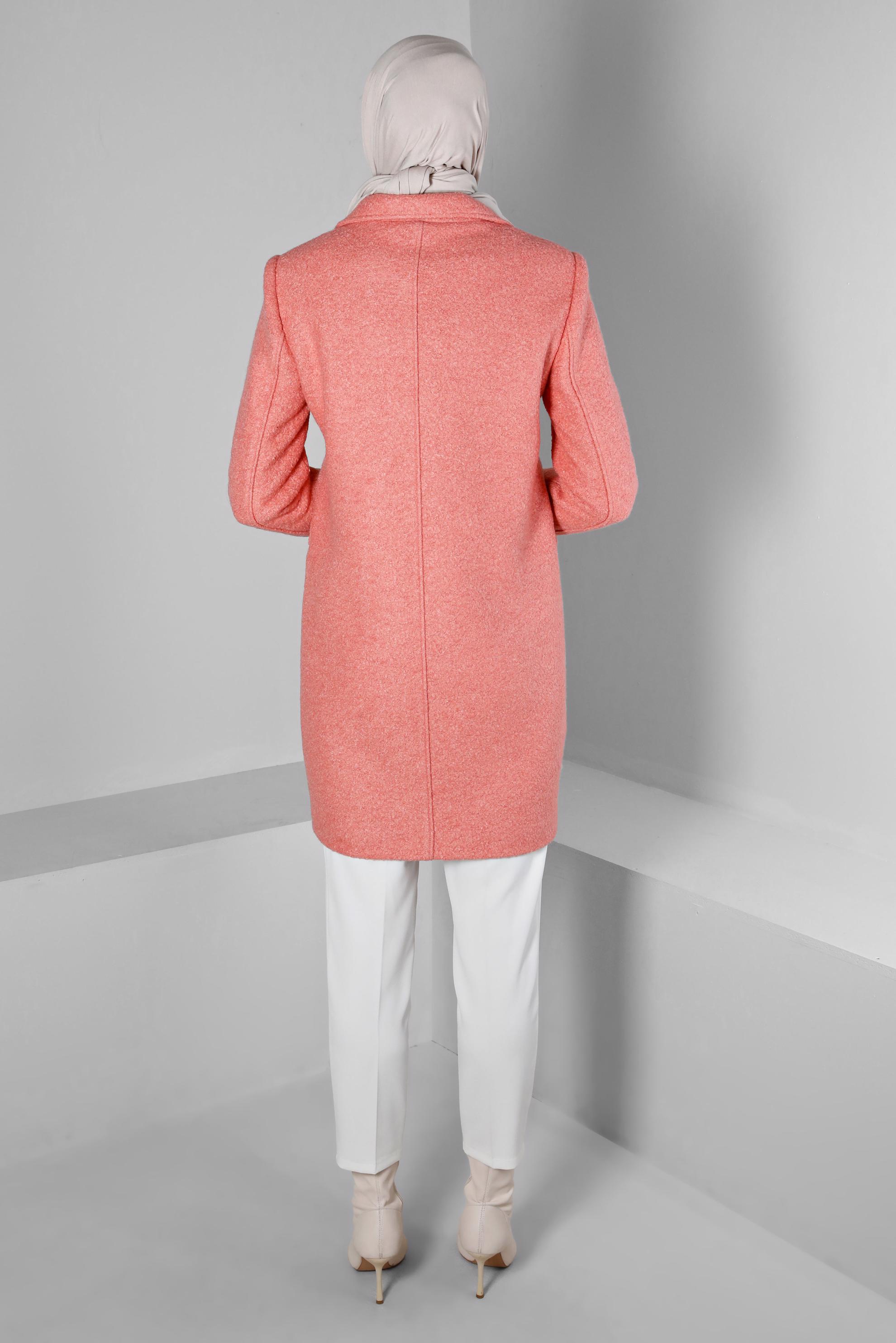 Hijab clothing POWDER BUTTON DETAILED DOUBLE BREASTED COAT 90381-1