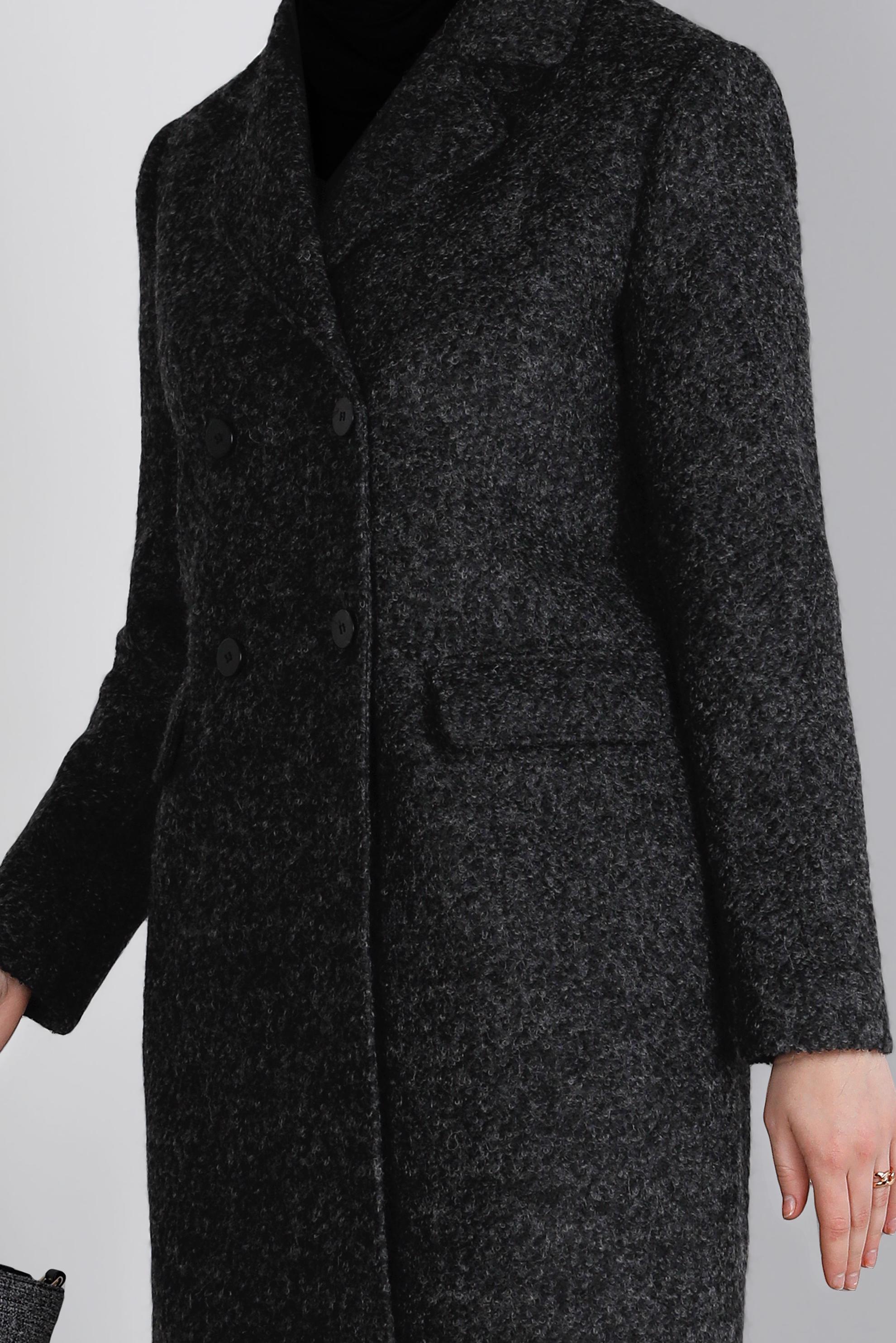 Tesettür giyim GRİ DÜĞME DETAYLI KEÇE KABAN 90381