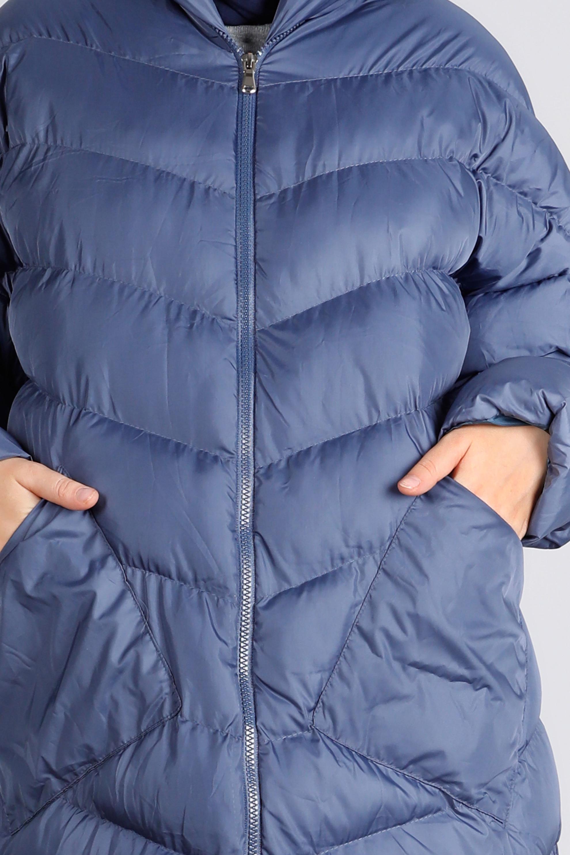 Tesettür giyim LACİVERT KAPÜŞONLU FERMUARLI ŞİŞME KABAN 90390 