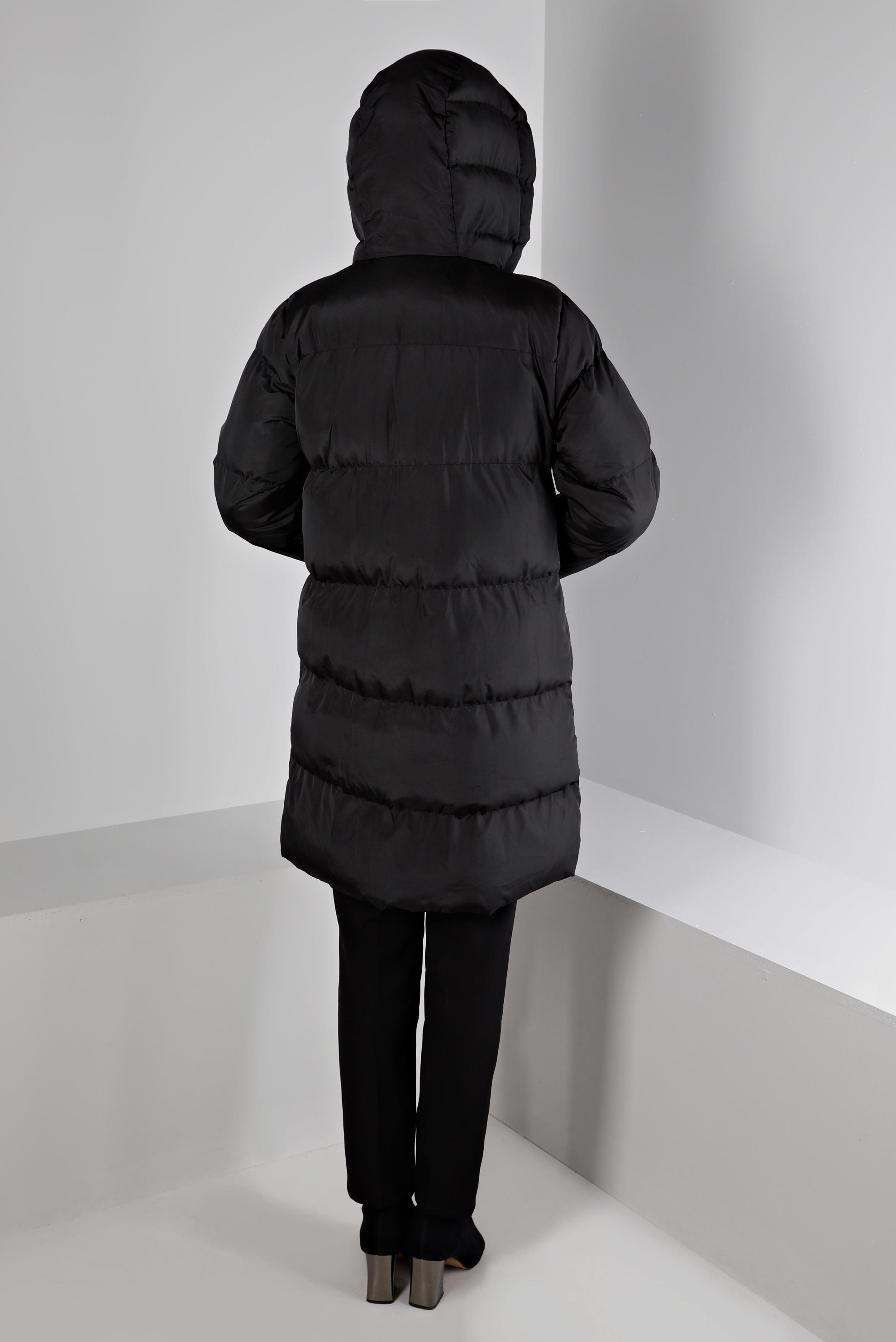 Hijab clothing BLACK HOODED PUFFER COAT 90391