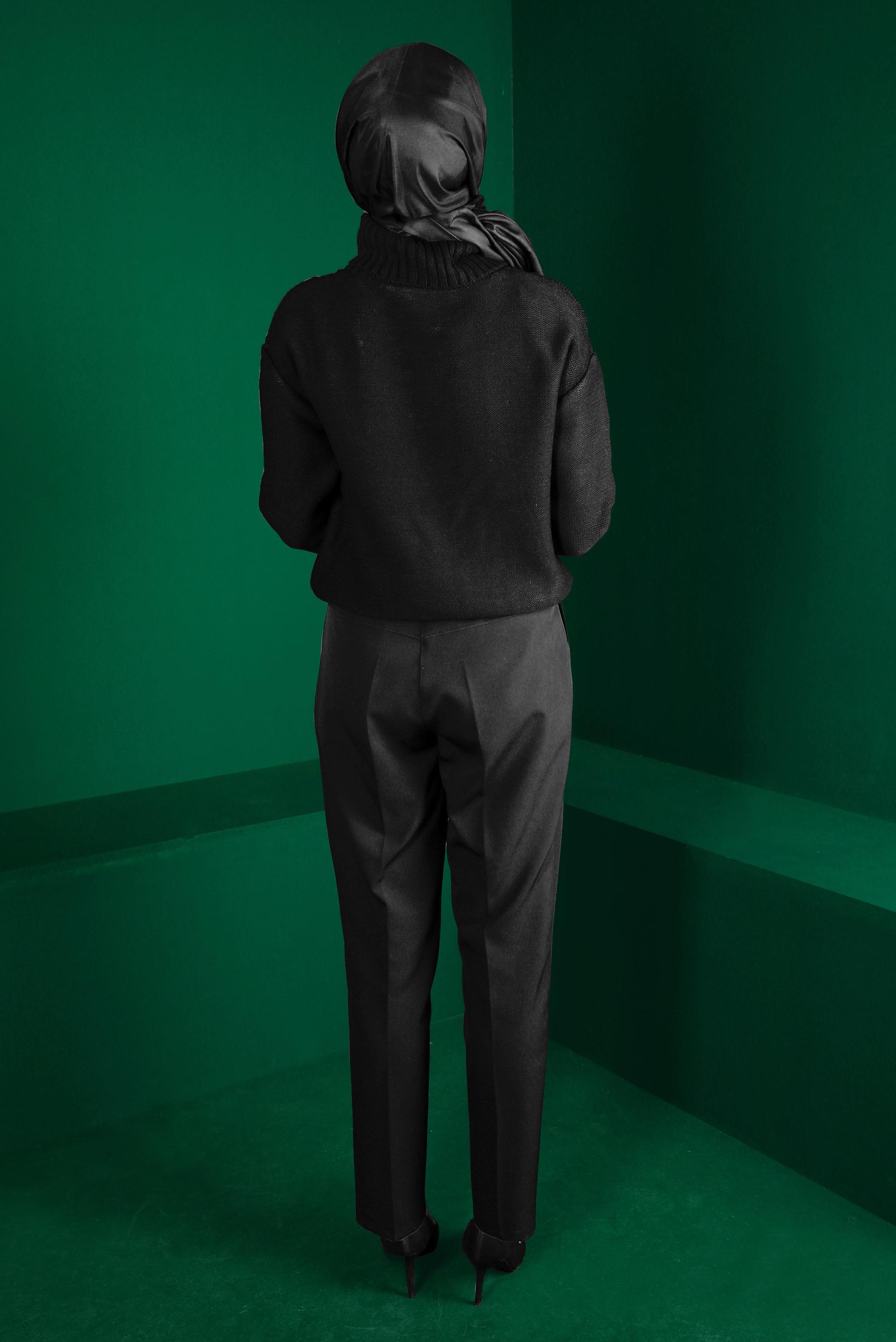 Hijab clothing BLACK CABLE KNIT TURTLENECK KNITWEAR SWEATER 43134 