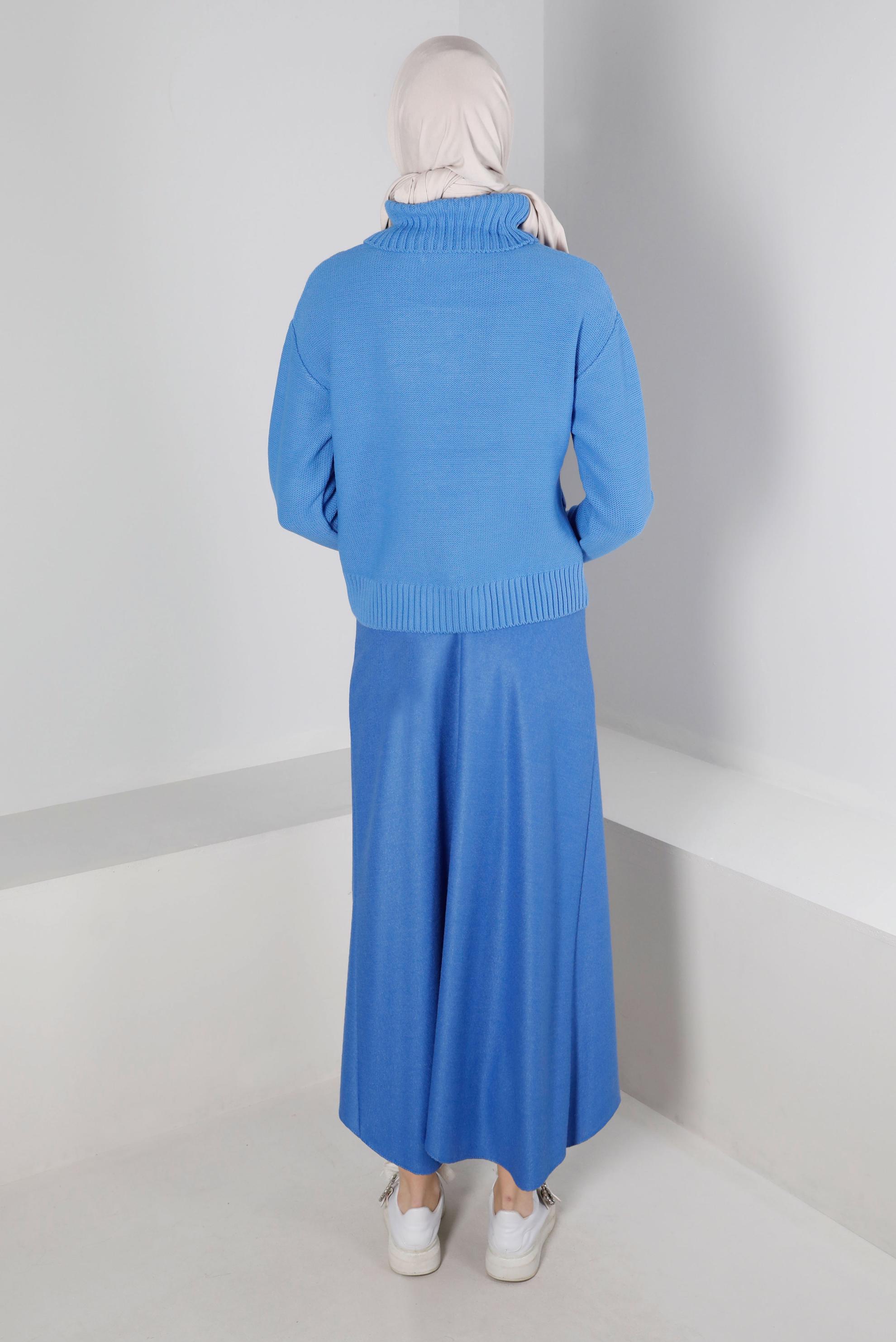 Hijab clothing BLUE CABLE KNIT TURTLENECK KNITWEAR SWEATER 43134 