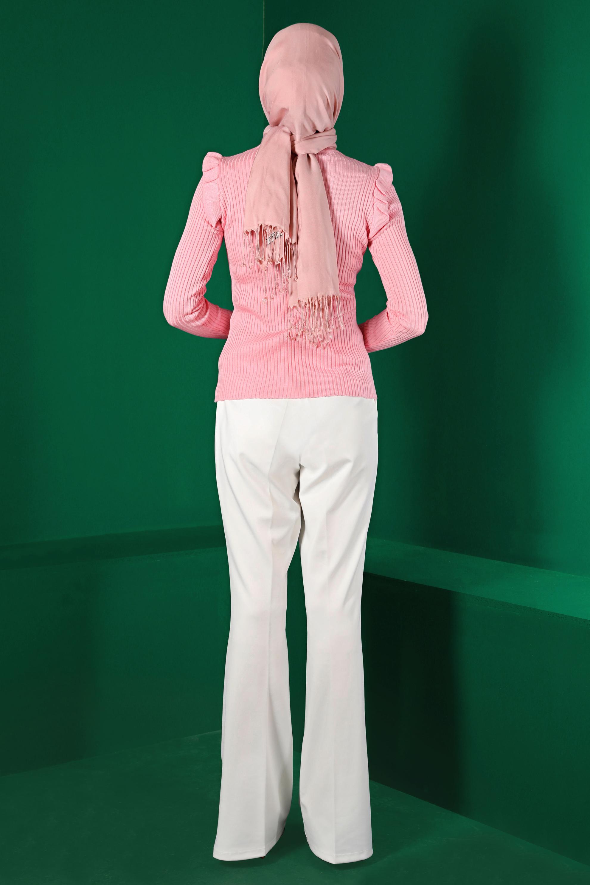 Hijab clothing POWDER GEM DETAIL RUFFLED KNITWEAR SWEATER 43188 