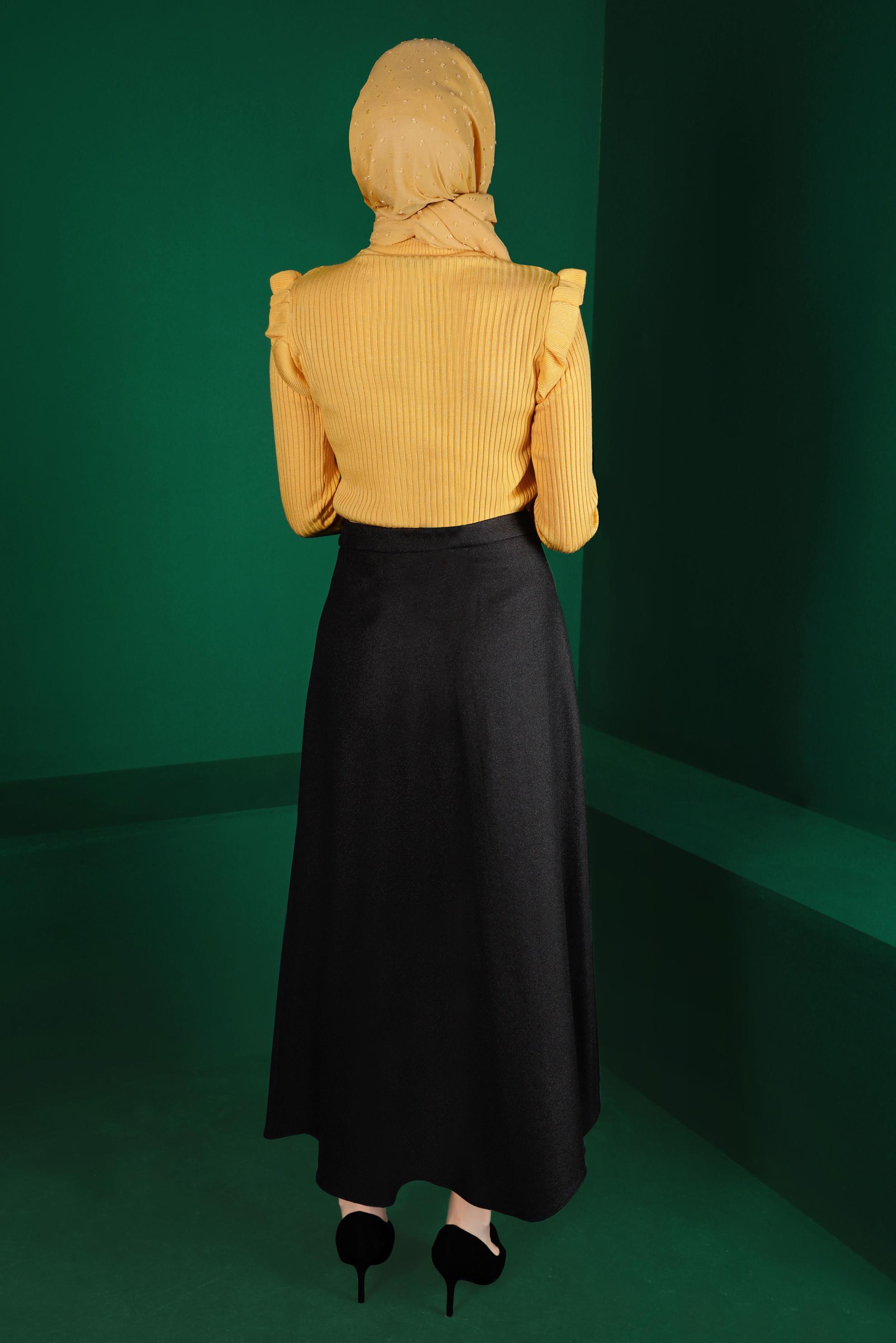 Hijab clothing YELLOW GEM DETAIL RUFFLED KNITWEAR SWEATER 43188 