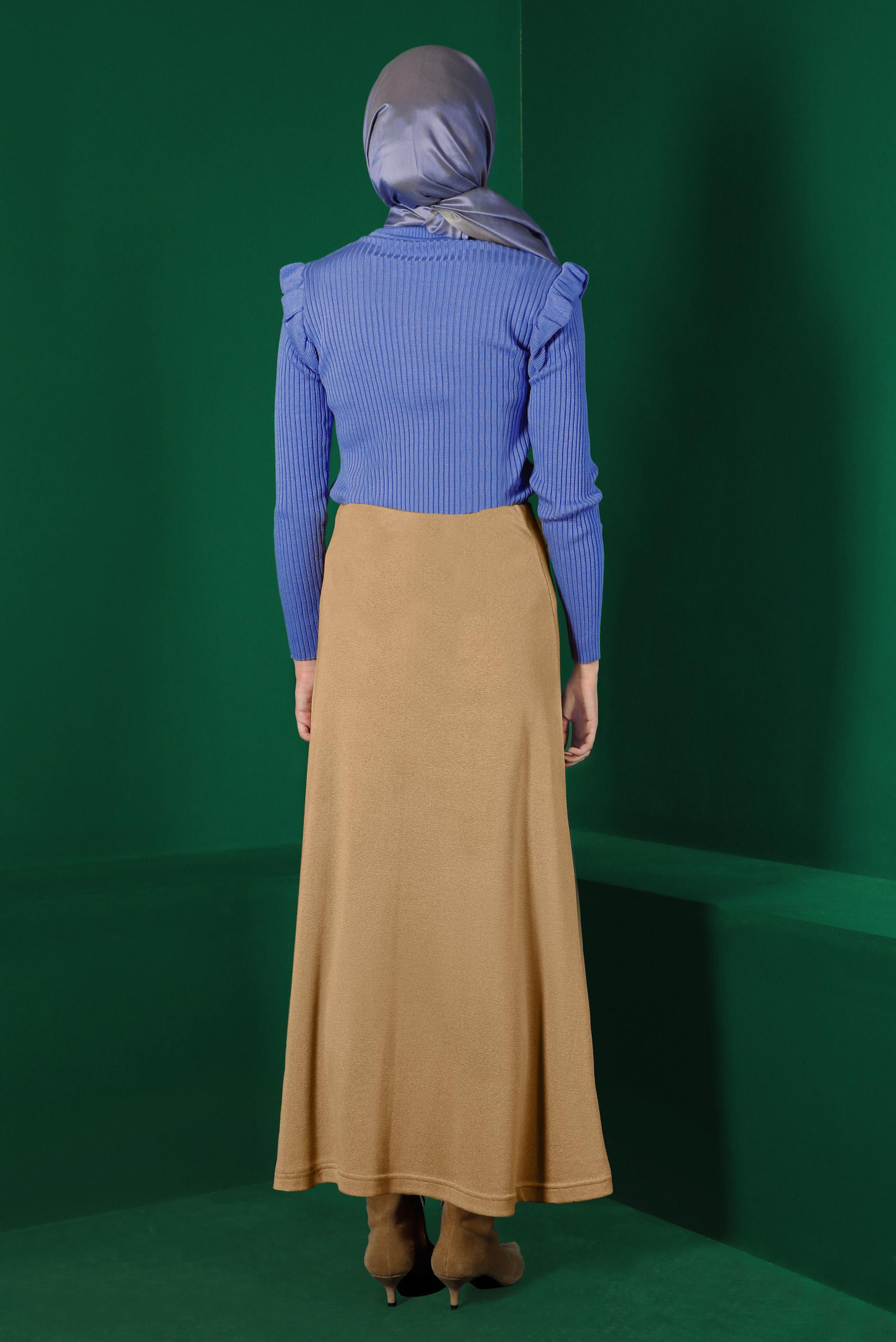 Hijab clothing BLUE GEM DETAIL RUFFLED KNITWEAR SWEATER 43188 