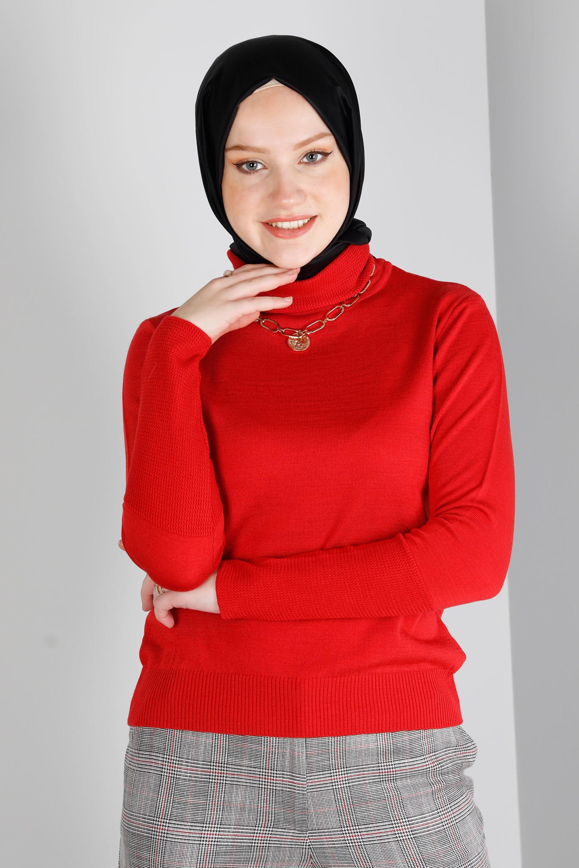 Hijab clothing CORAL KNITWEAR SWEATER WITH PATTERNED CUFFS 43189