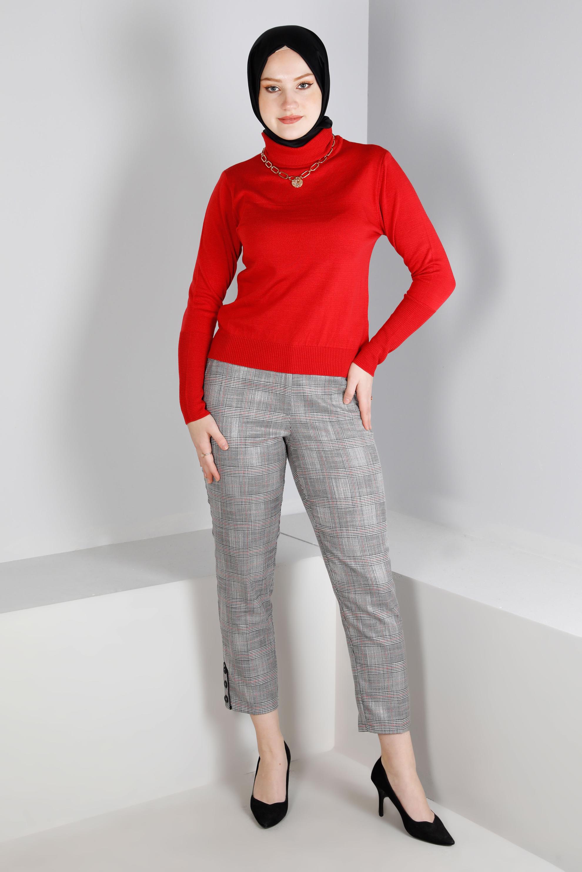 Hijab clothing CORAL KNITWEAR SWEATER WITH PATTERNED CUFFS 43189