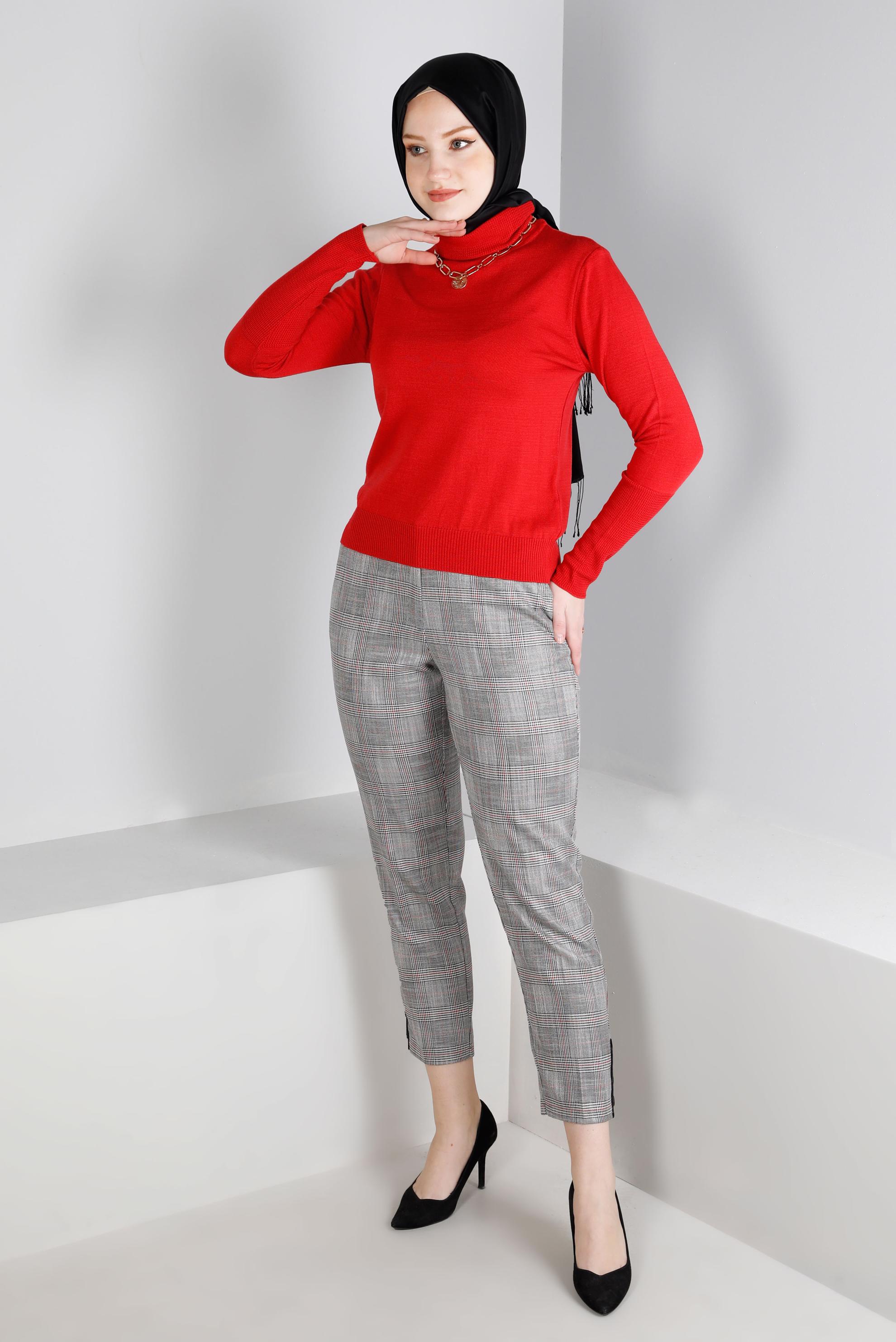 Hijab clothing CORAL KNITWEAR SWEATER WITH PATTERNED CUFFS 43189
