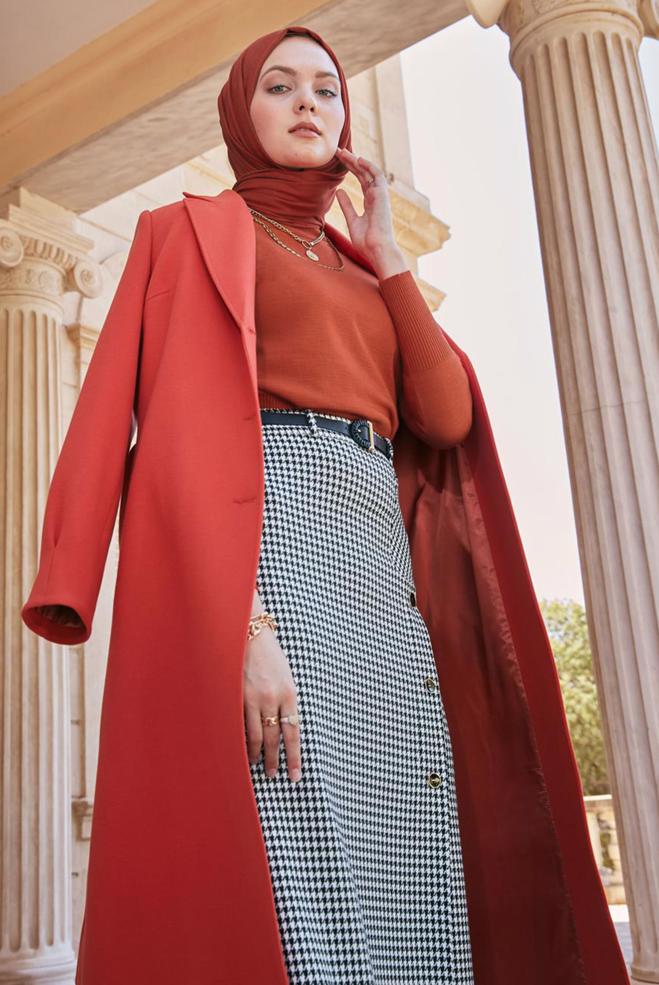 Hijab clothing ORANGE 43190 TRİKO KAZAK 38/44 - ALVİNA