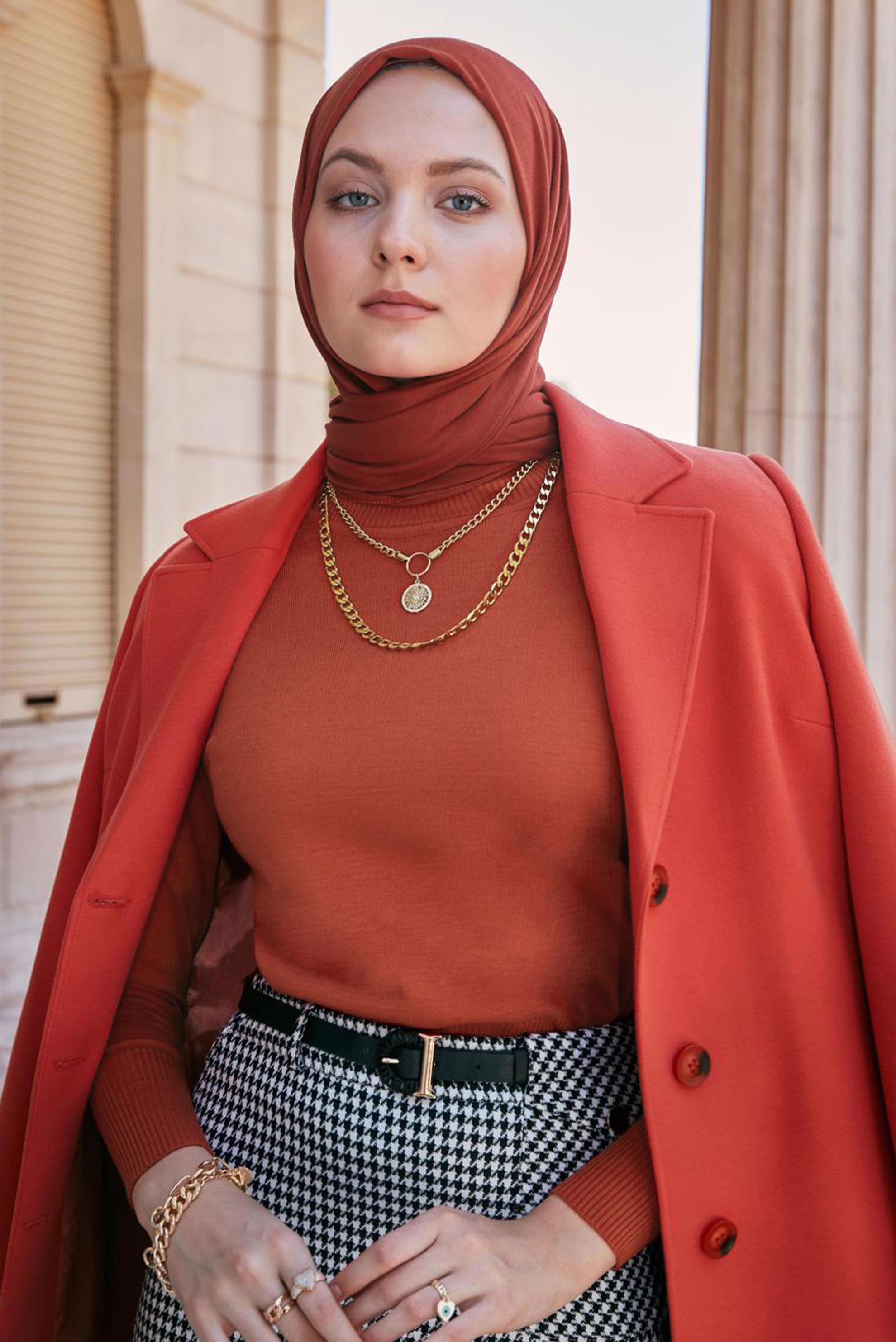 Hijab clothing ORANGE 43190 TRİKO KAZAK 38/44