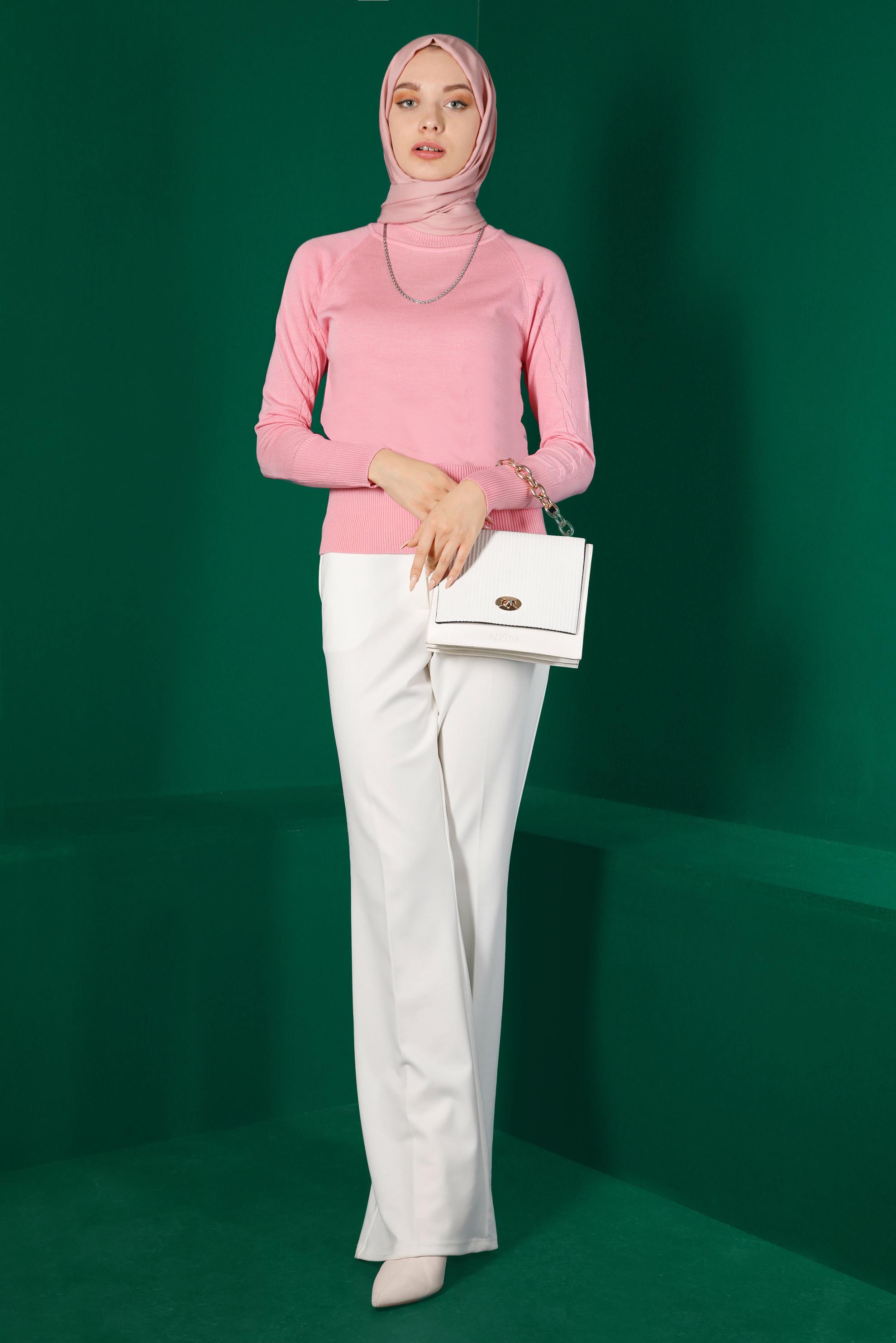 Tesettür giyim PUDRA BASIC TRİKO KAZAK 43190