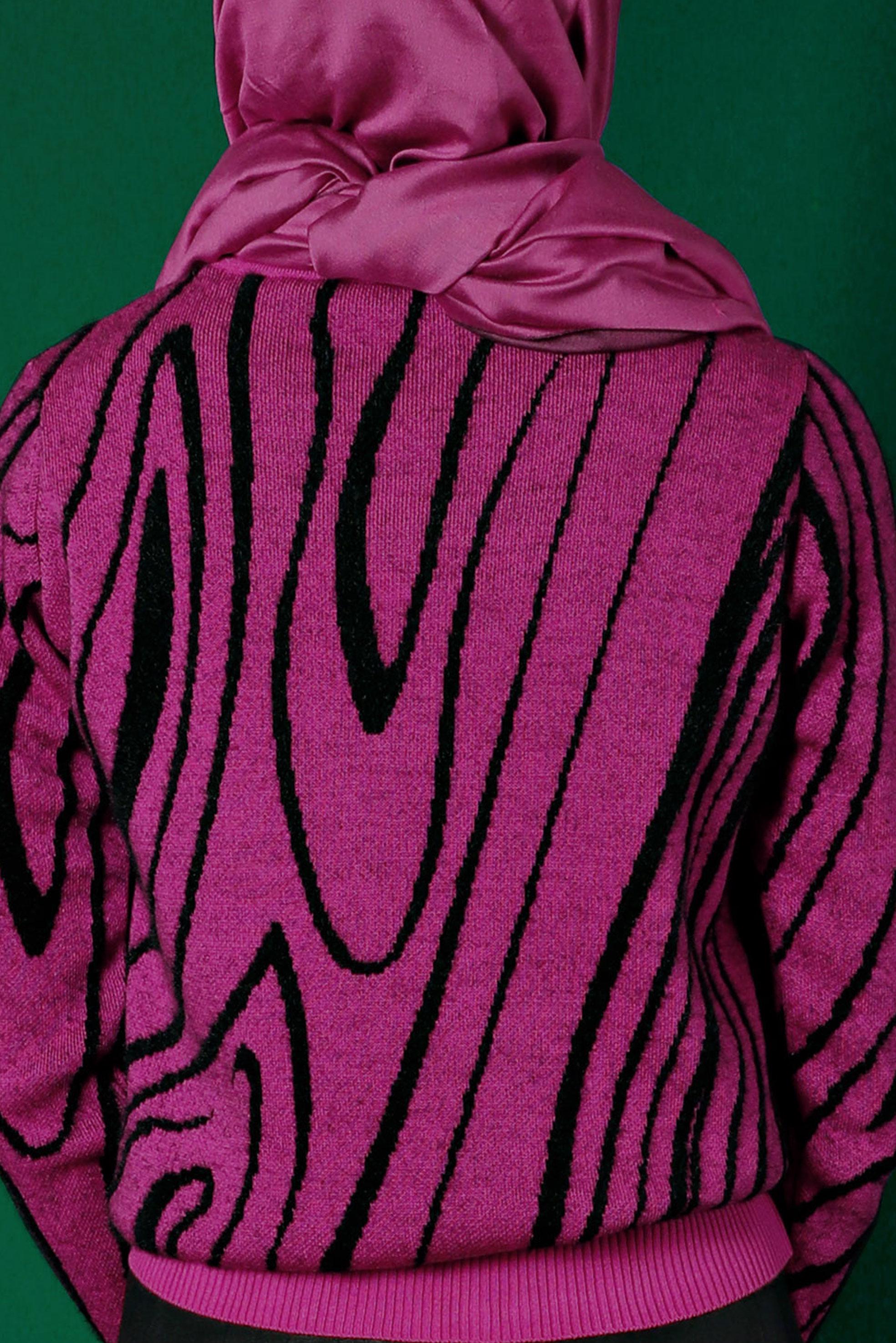 Vêtements hijab FUCHSIA PULL EN MAILLE À MOTIF COL ROULÉ 43191