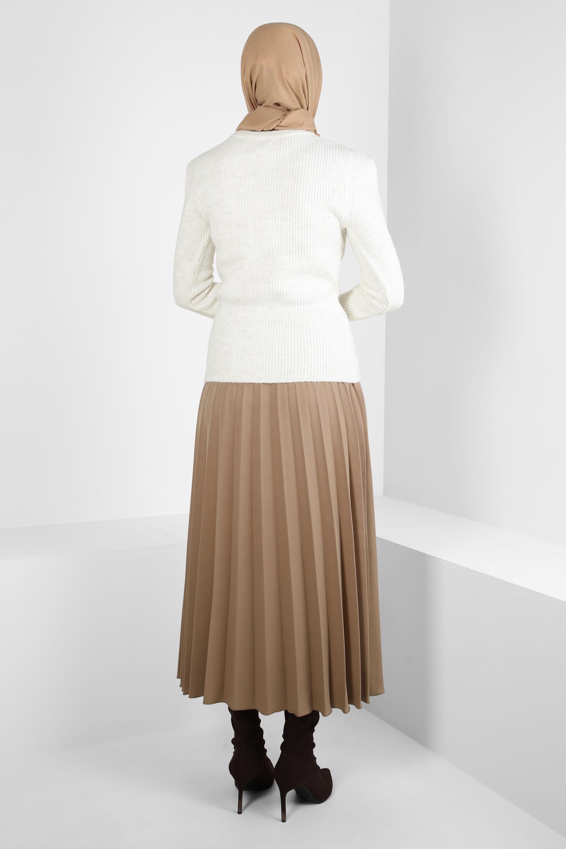 Hijab clothing WHITE PADDING LOOKING KNITWEAR SWEATER 43192 