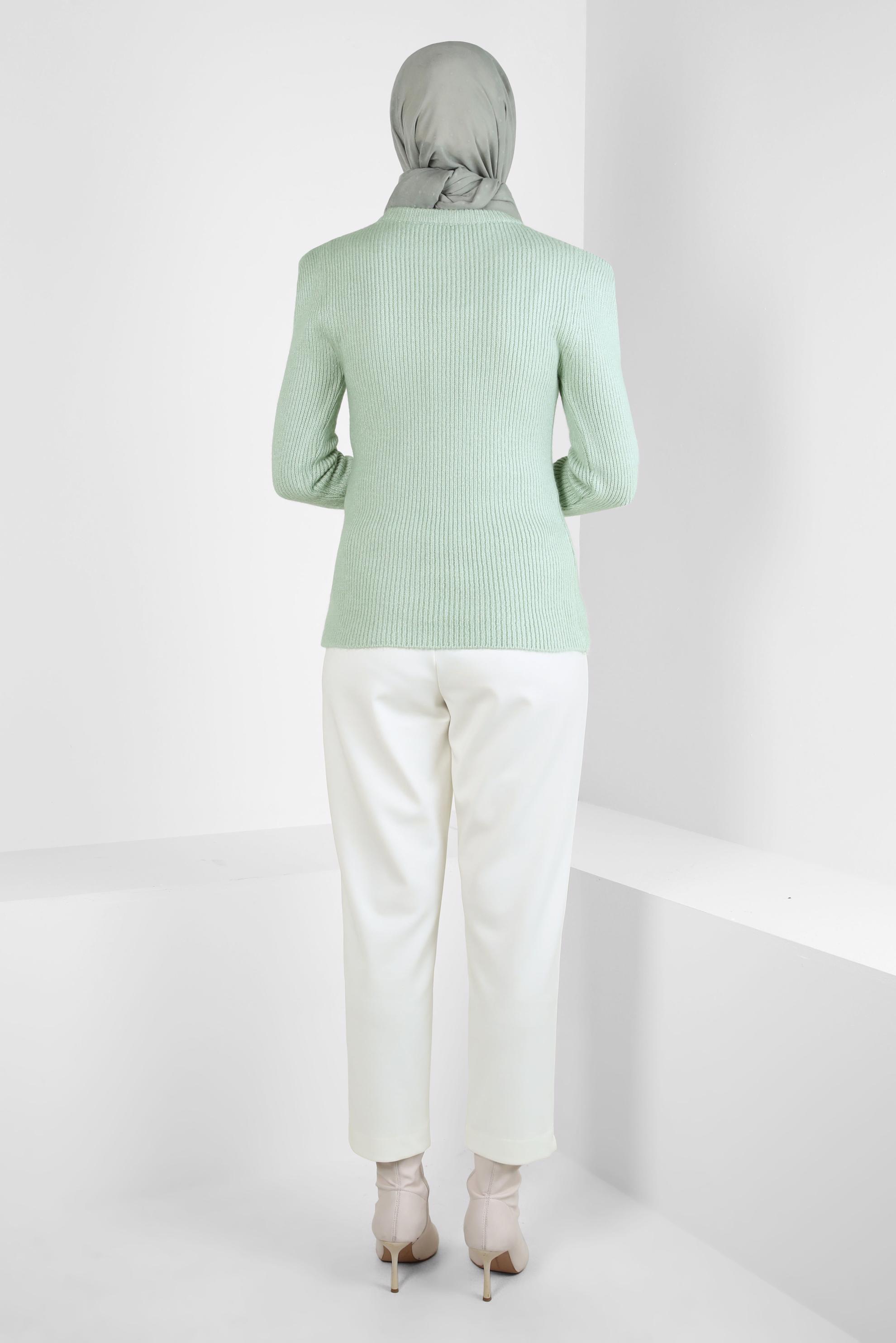 Hijab clothing GREEN PADDING LOOKING KNITWEAR SWEATER 43192 