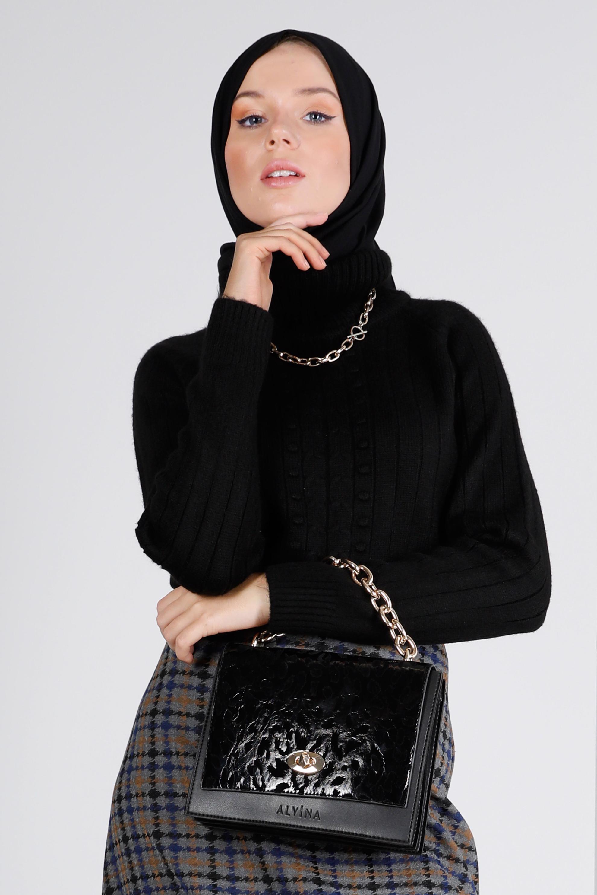 Hijab clothing BLACK TURTLENECK KNITWEAR SWEATER 43194 