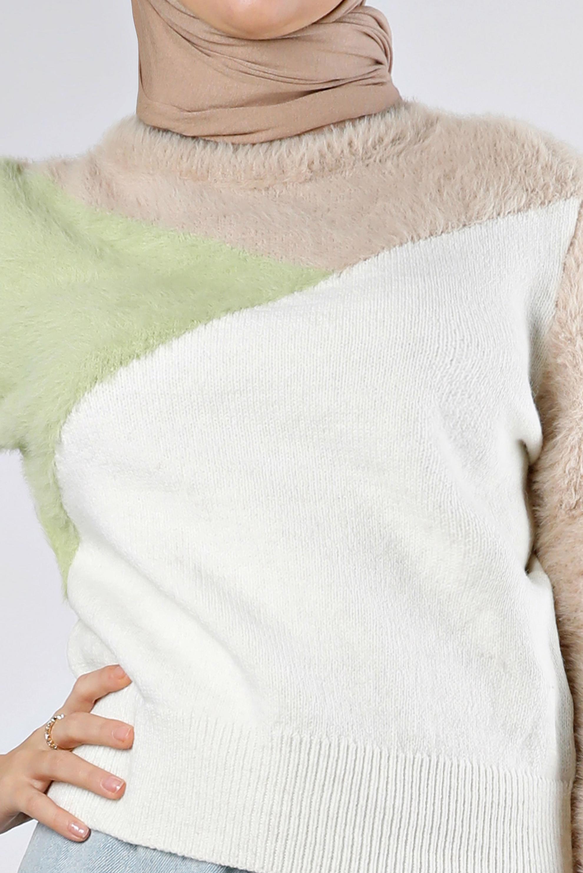 Hijab clothing BEIGE COLORED KNITWEAR SWEATER 43242 