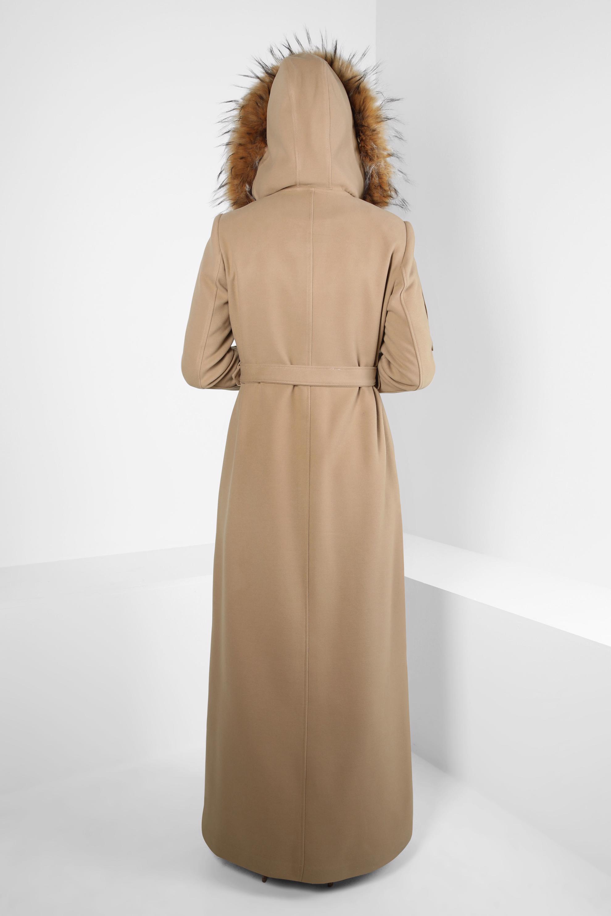 Vêtements hijab BRUN MANTEAU À CAPUCHE 90235