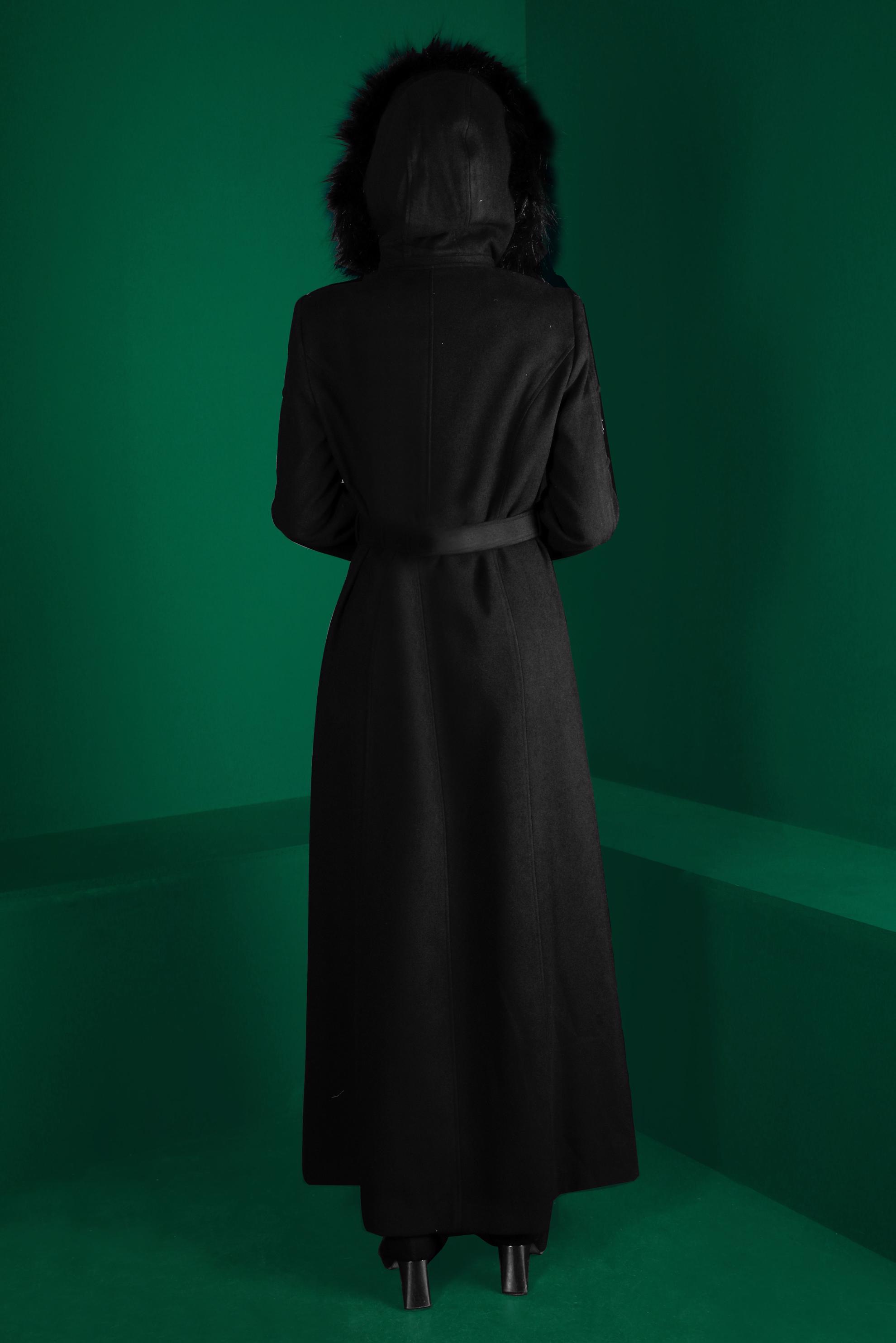 Vêtements hijab NOIR MANTEAU À BOUTONS ET CEINTURE 90276