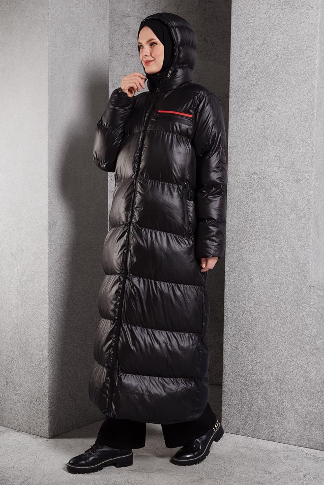 Hijab clothing  HOODED PUFFER OVERCOAT 90389 - ALVİNA